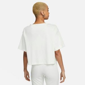 Nike Women's Sportswear Ribbed Jersey Short-Sleeve Top-Ivory