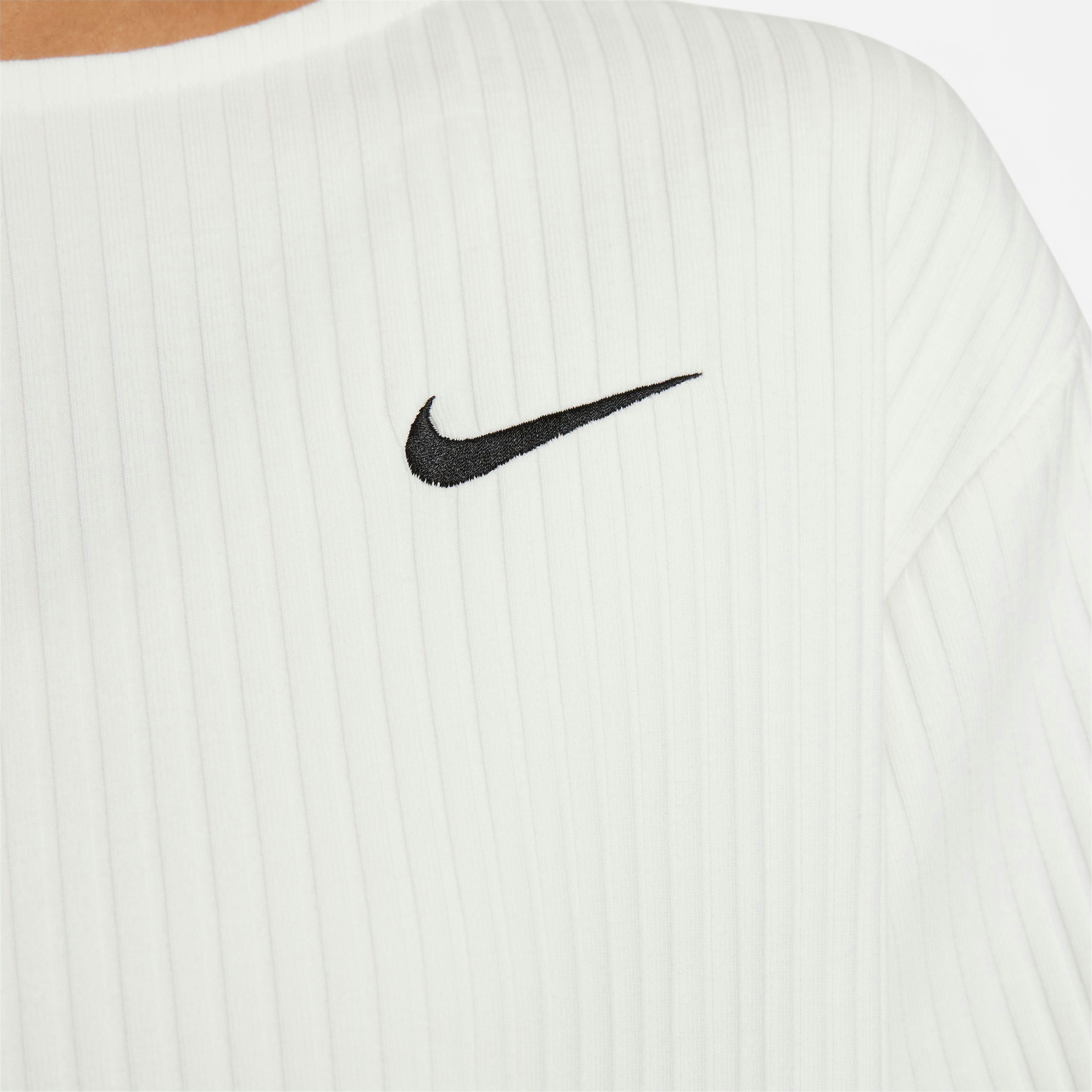 Nike Women's Sportswear Ribbed Jersey Short-Sleeve Top-Ivory - IVORY Thumbnail View 6