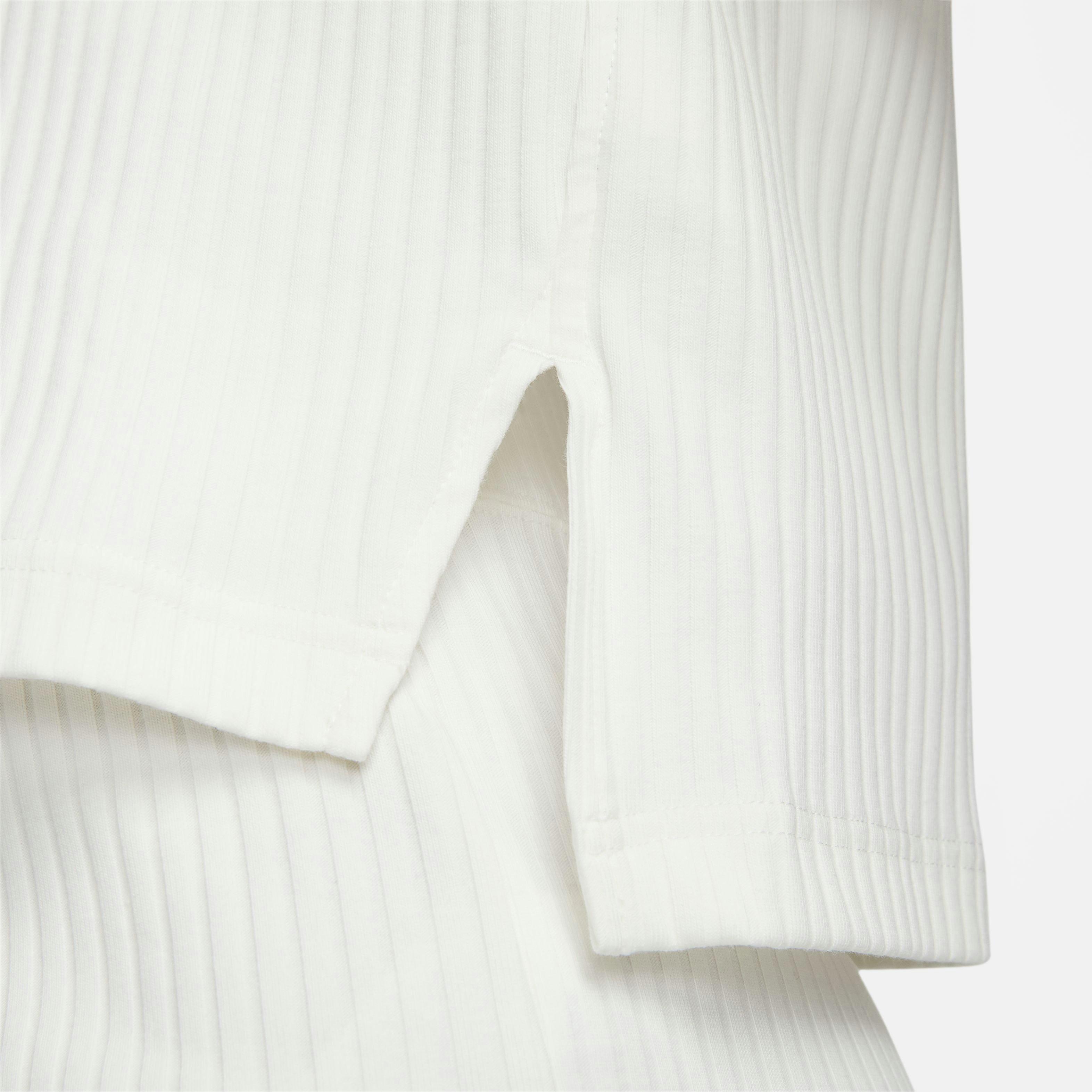 Nike Women's Sportswear Ribbed Jersey Short-Sleeve Top-Ivory - IVORY Thumbnail View 4