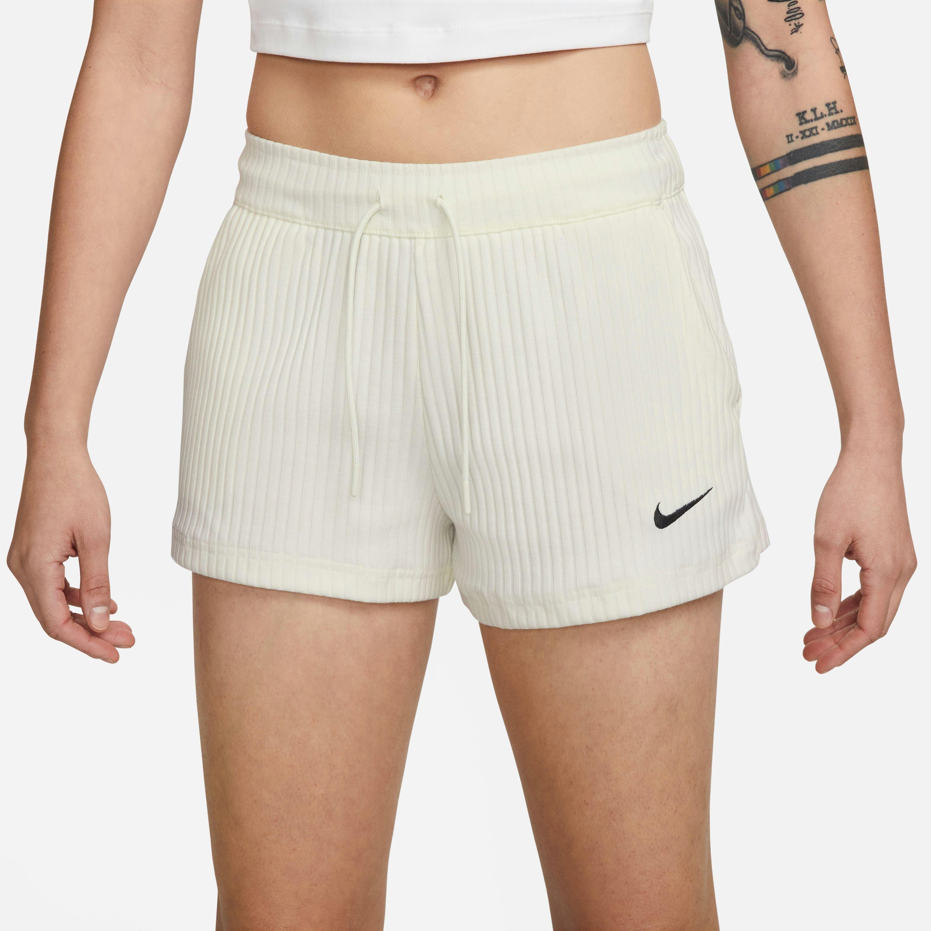 Nike Women's Sportswear Ribbed Jersey Shorts-Ivory - IVORY Thumbnail View 5