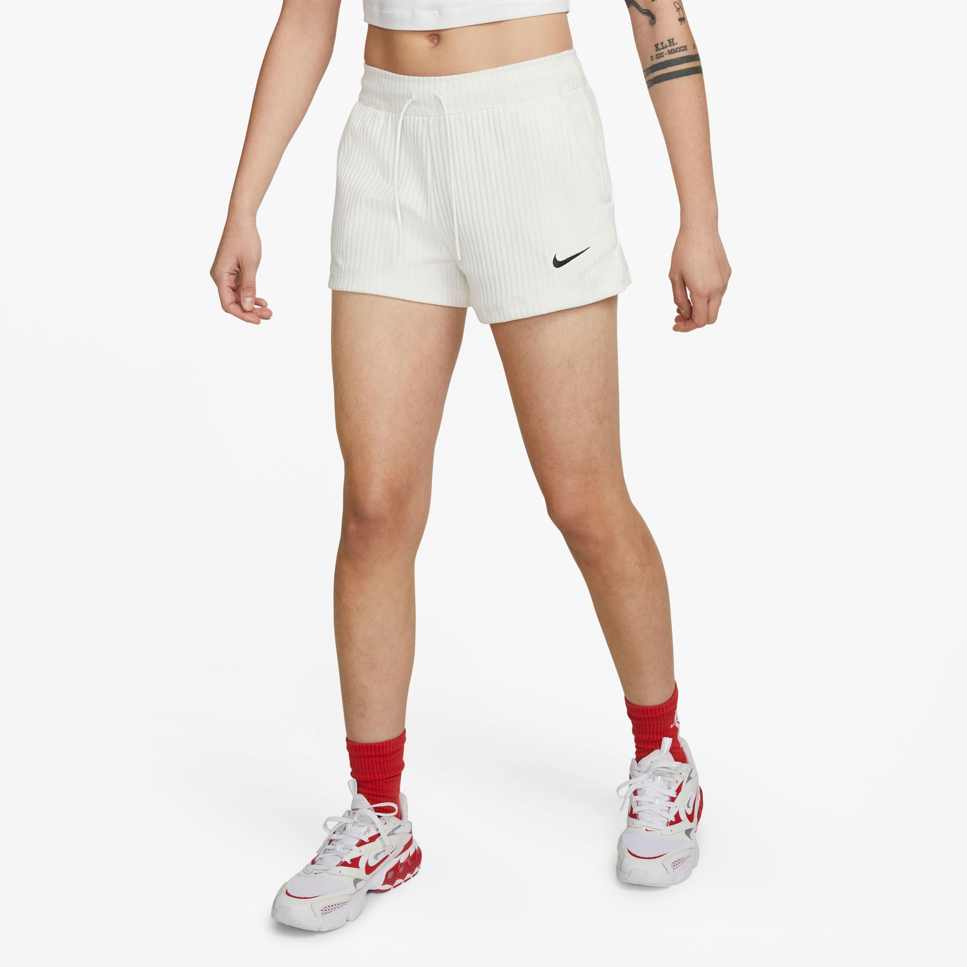 Nike Women's Sportswear Ribbed Jersey Shorts-Ivory - IVORY Thumbnail View 4