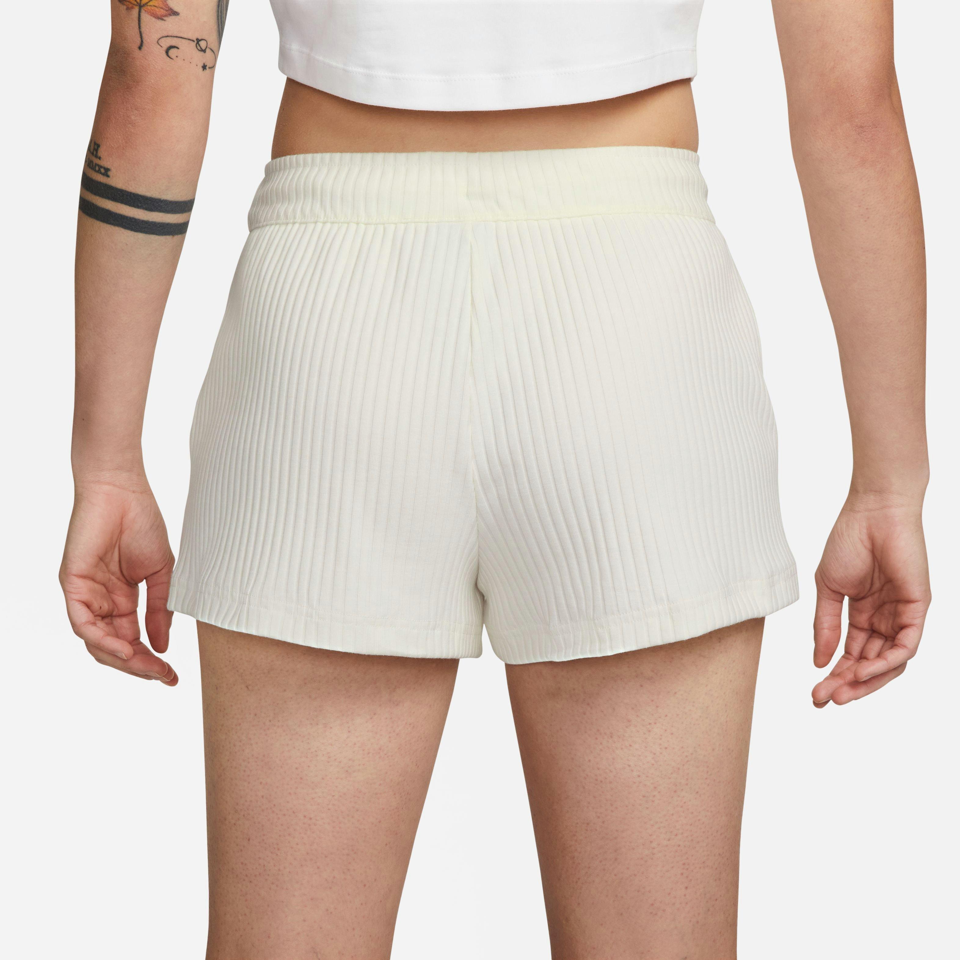 Nike Women's Sportswear Ribbed Jersey Shorts-Ivory - IVORY Thumbnail View 3