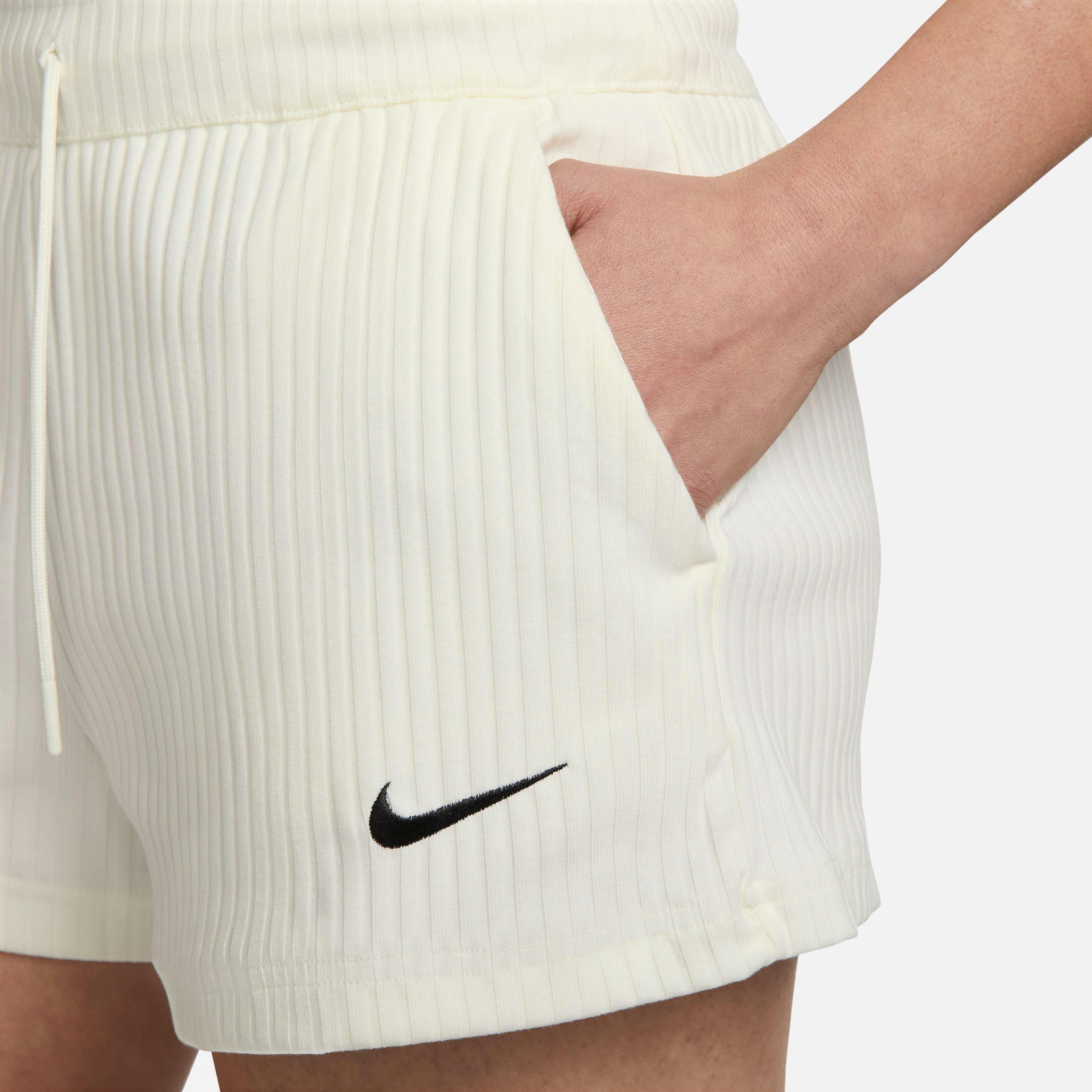 Nike Women's Sportswear Ribbed Jersey Shorts-Ivory