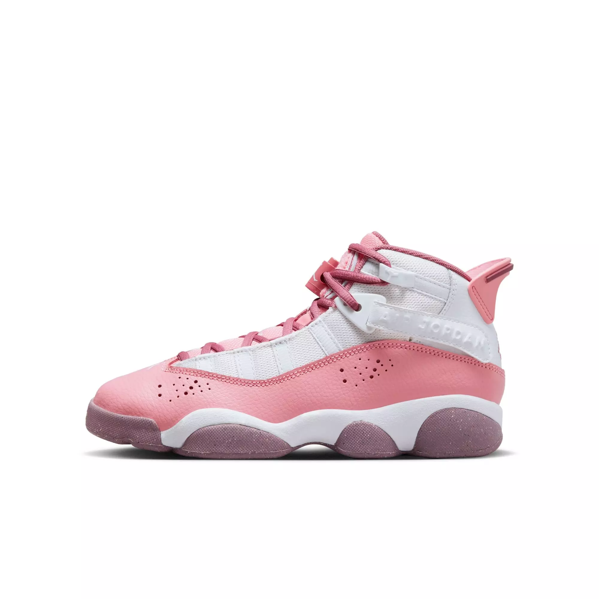 Jordan 6 Rings "Coral Chalk/Desert Berry/White" Grade School Girls' Shoe - PINK/WHITE