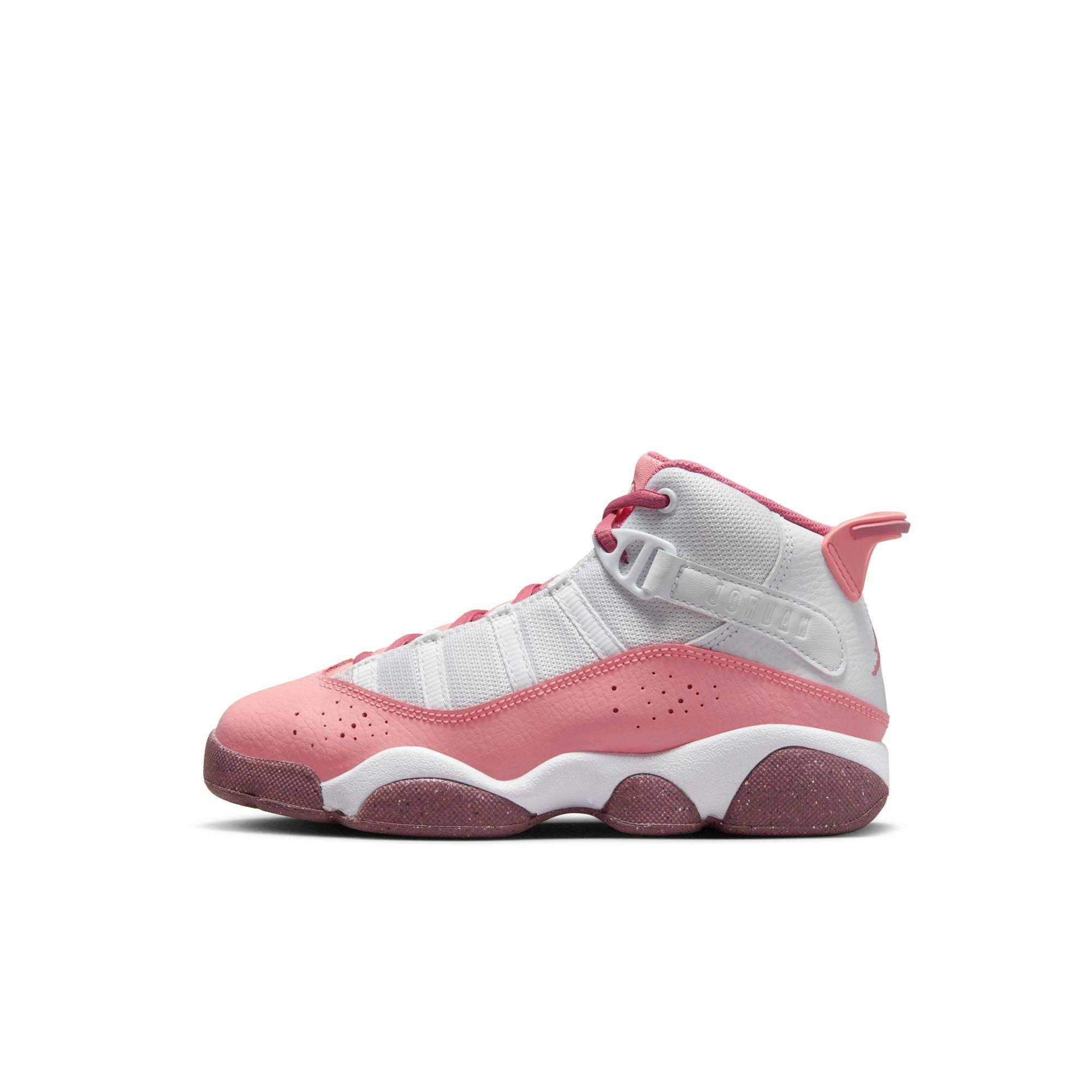 Jordan 6 Rings "Coral Chalk/Desert Berry/White" Preschool Girls' Shoe - PINK/WHITE Thumbnail View 3