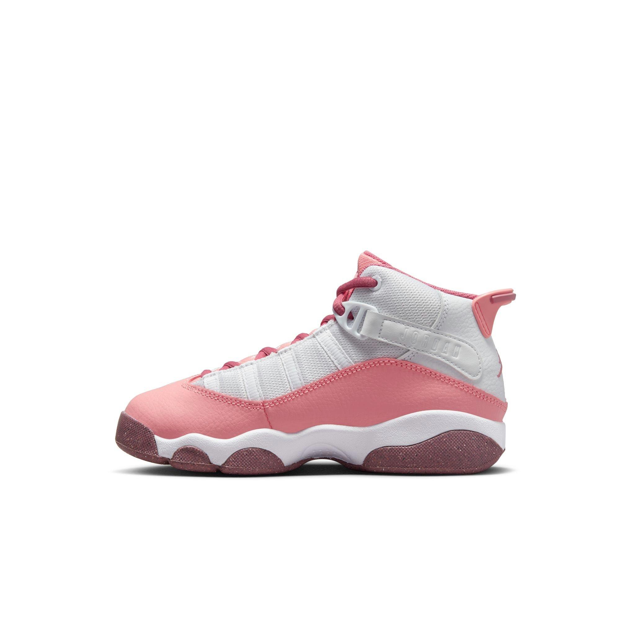 Jordan 6 Rings "Coral Chalk/Desert Berry/White" Preschool Girls' Shoe - PINK/WHITE Thumbnail View 4