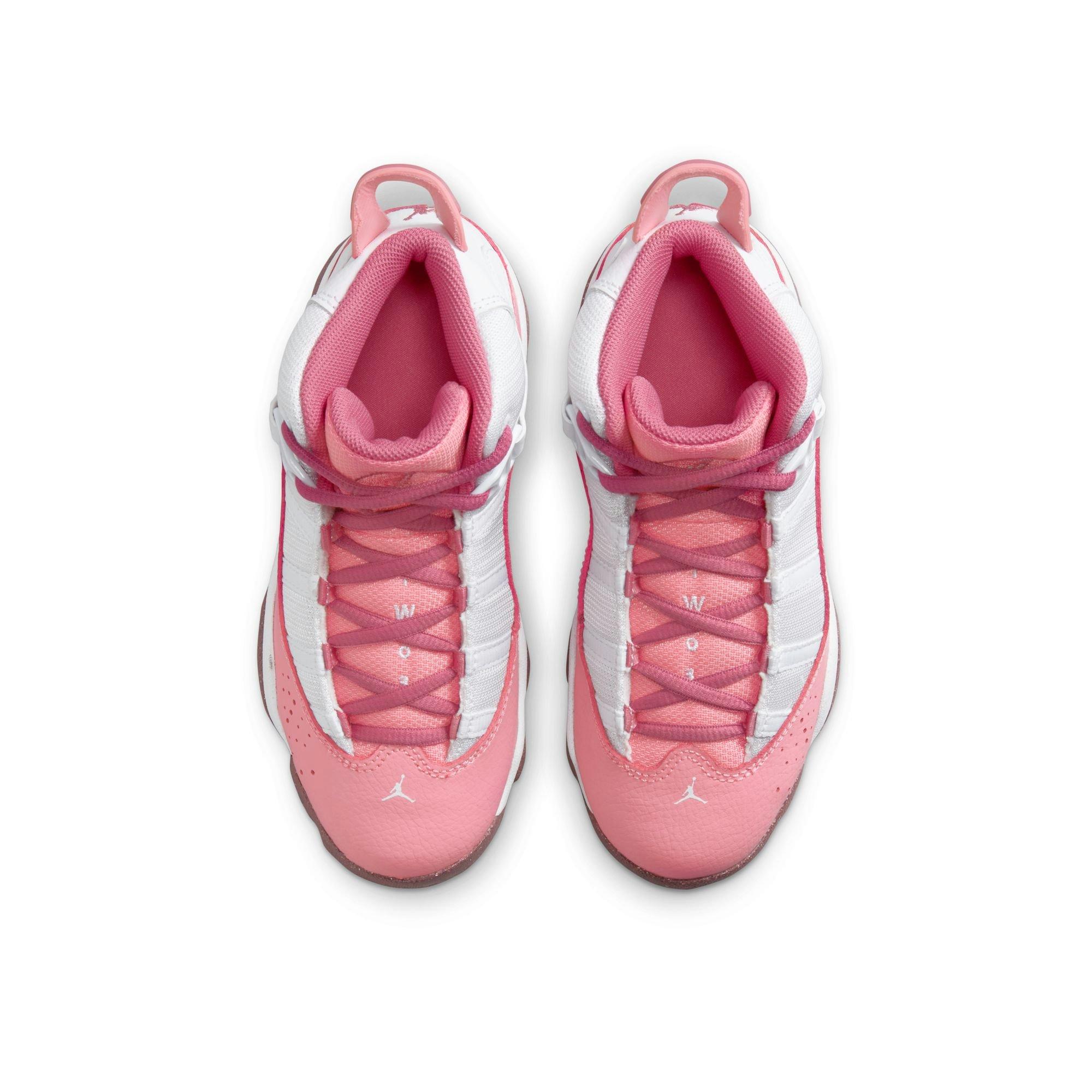 Jordan 6 Rings "Coral Chalk/Desert Berry/White" Preschool Girls' Shoe - PINK/WHITE Thumbnail View 7