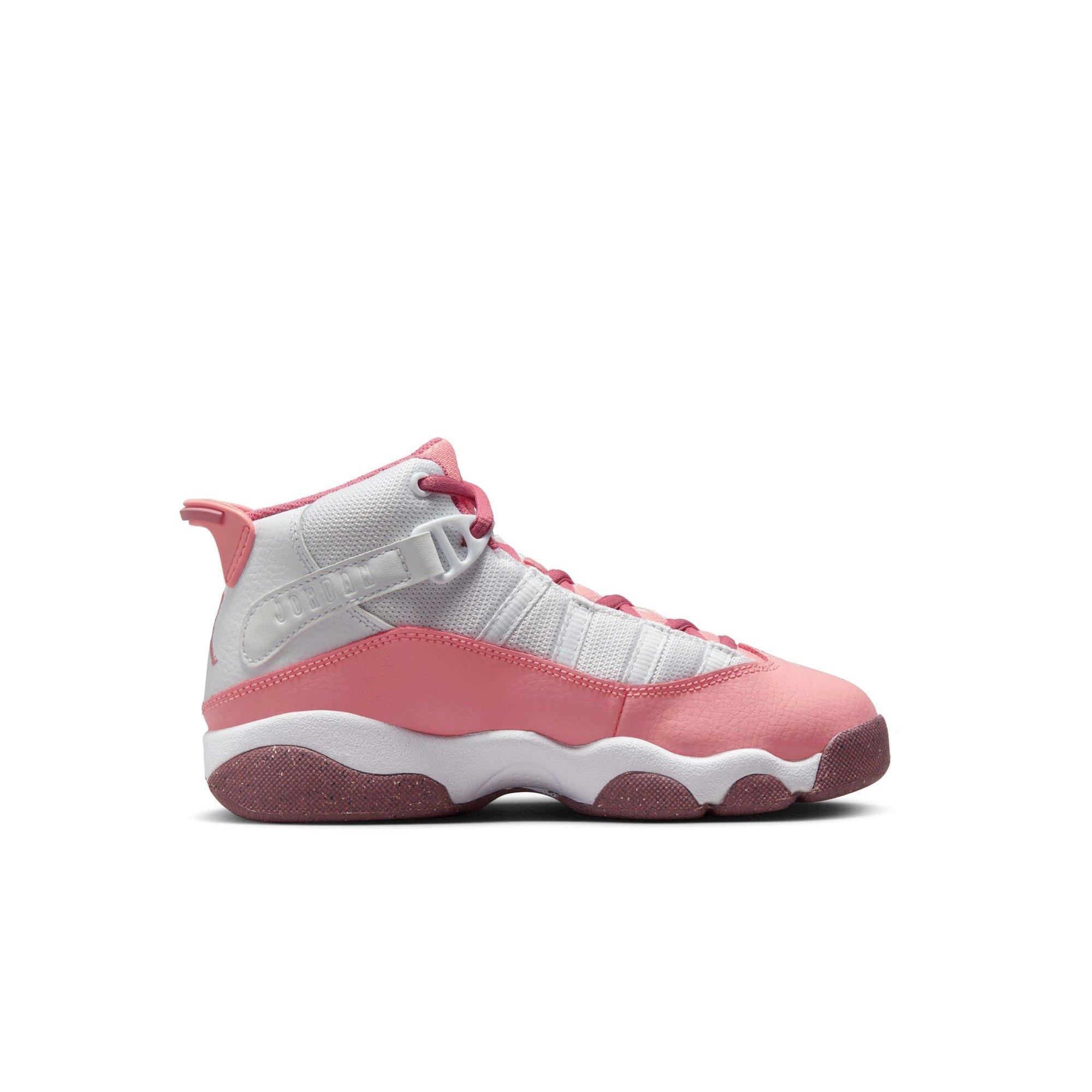 Jordan 6 Rings "Coral Chalk/Desert Berry/White" Preschool Girls' Shoe - PINK/WHITE Thumbnail View 2