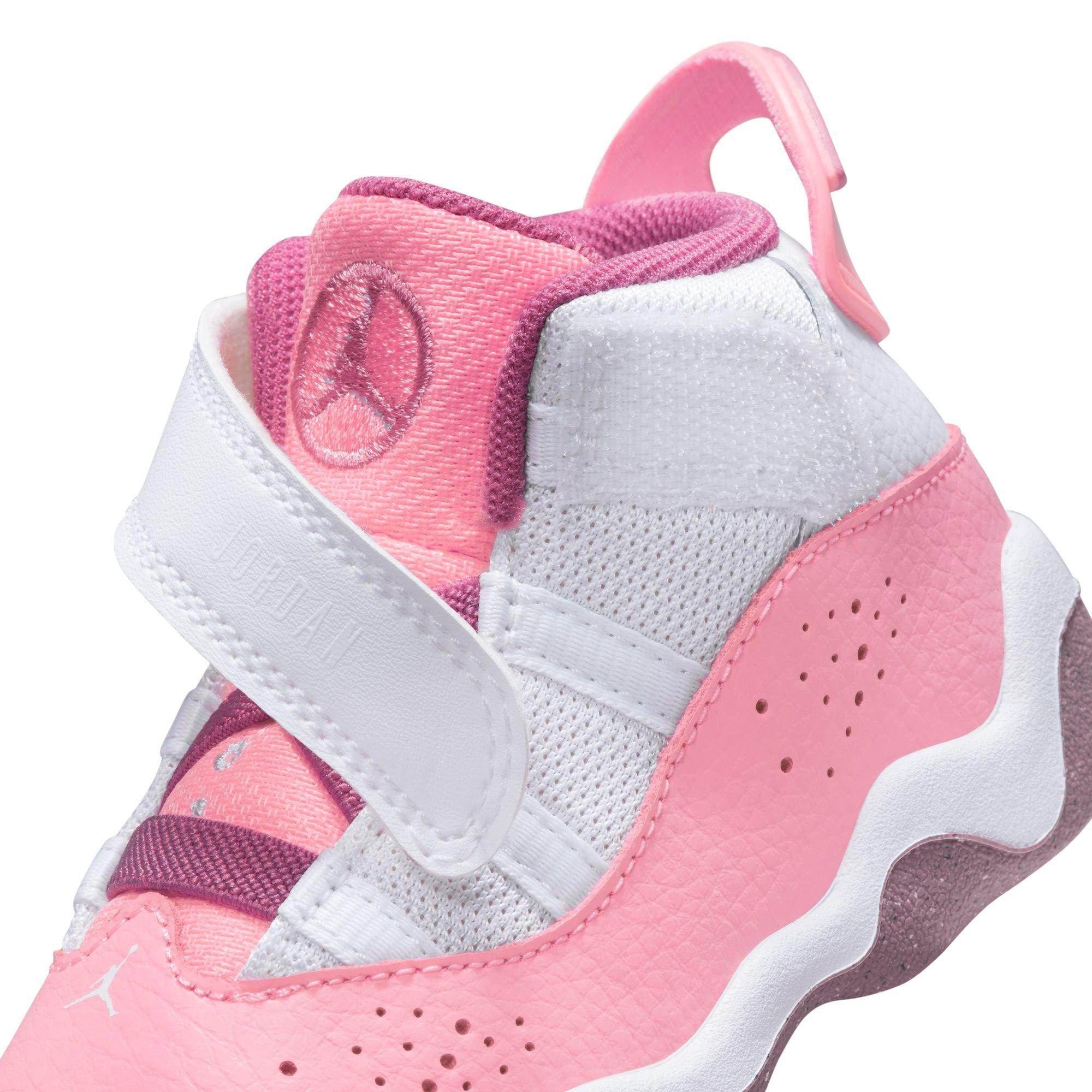 Jordan 6 Rings Toddler Girls' "Coral Chalk/Desert Berry/White" Shoe