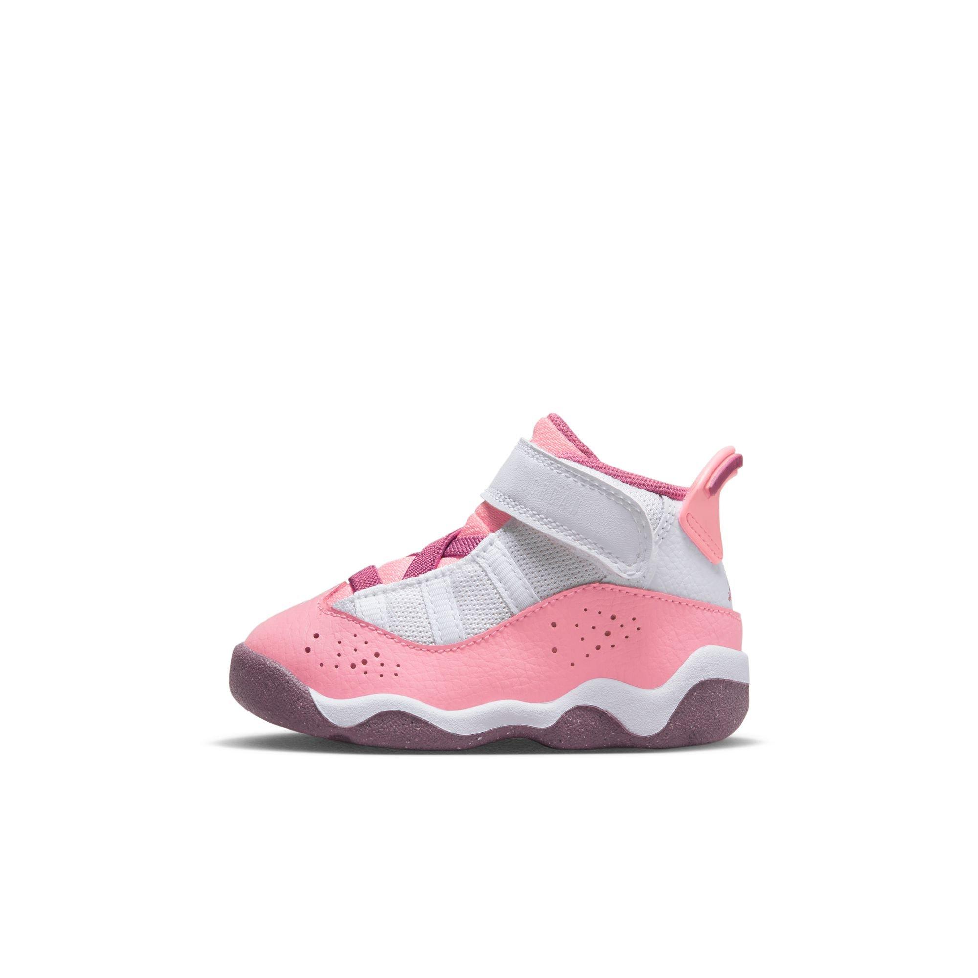 Jordan 6 Rings Toddler Girls' "Coral Chalk/Desert Berry/White" Shoe