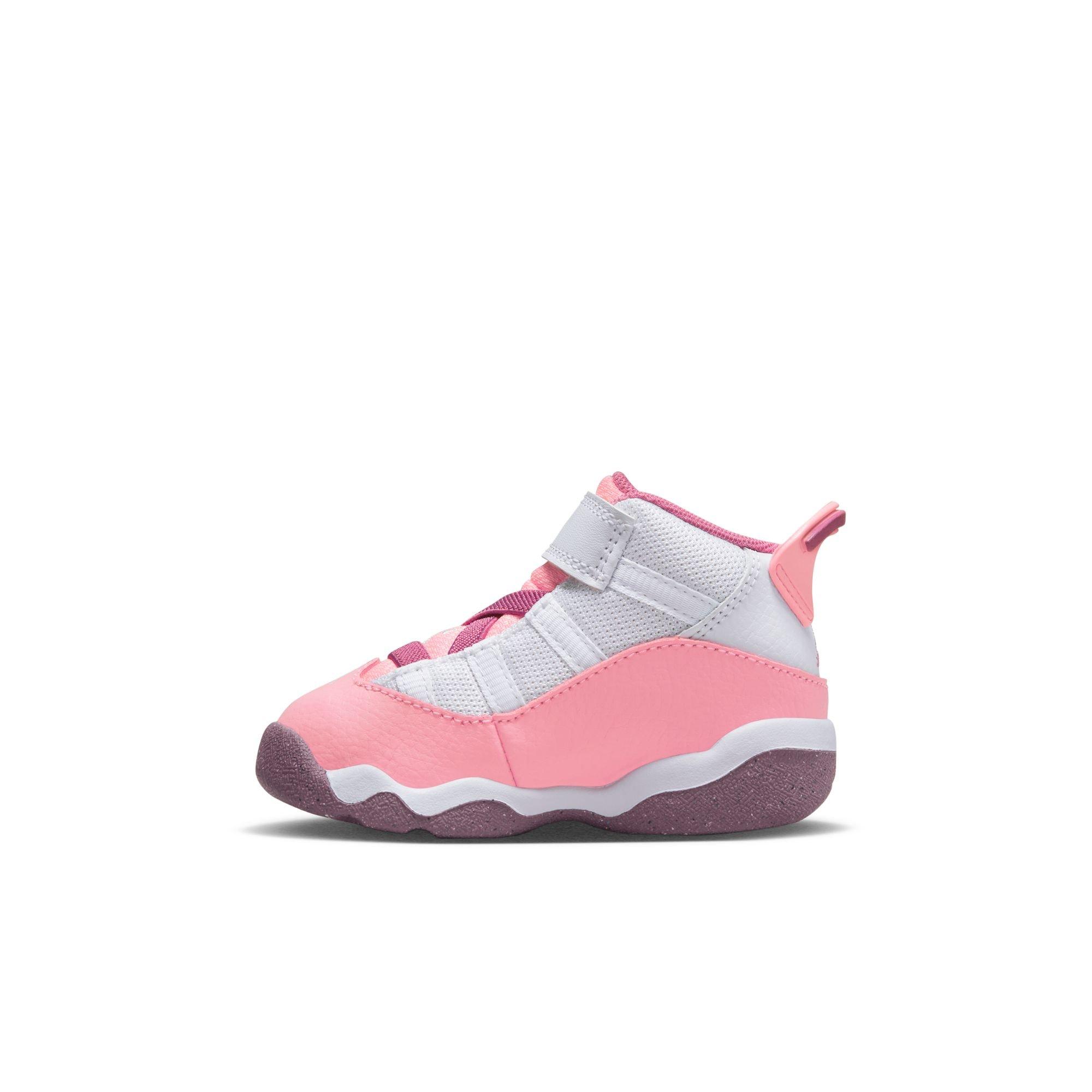 Jordan 6 Rings Toddler Girls' "Coral Chalk/Desert Berry/White" Shoe