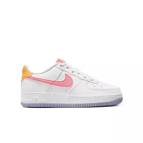 Nike Air Force 1 Low White/Coral Chalk/Laser Orange Grade School Girls'  Shoe - Hibbett