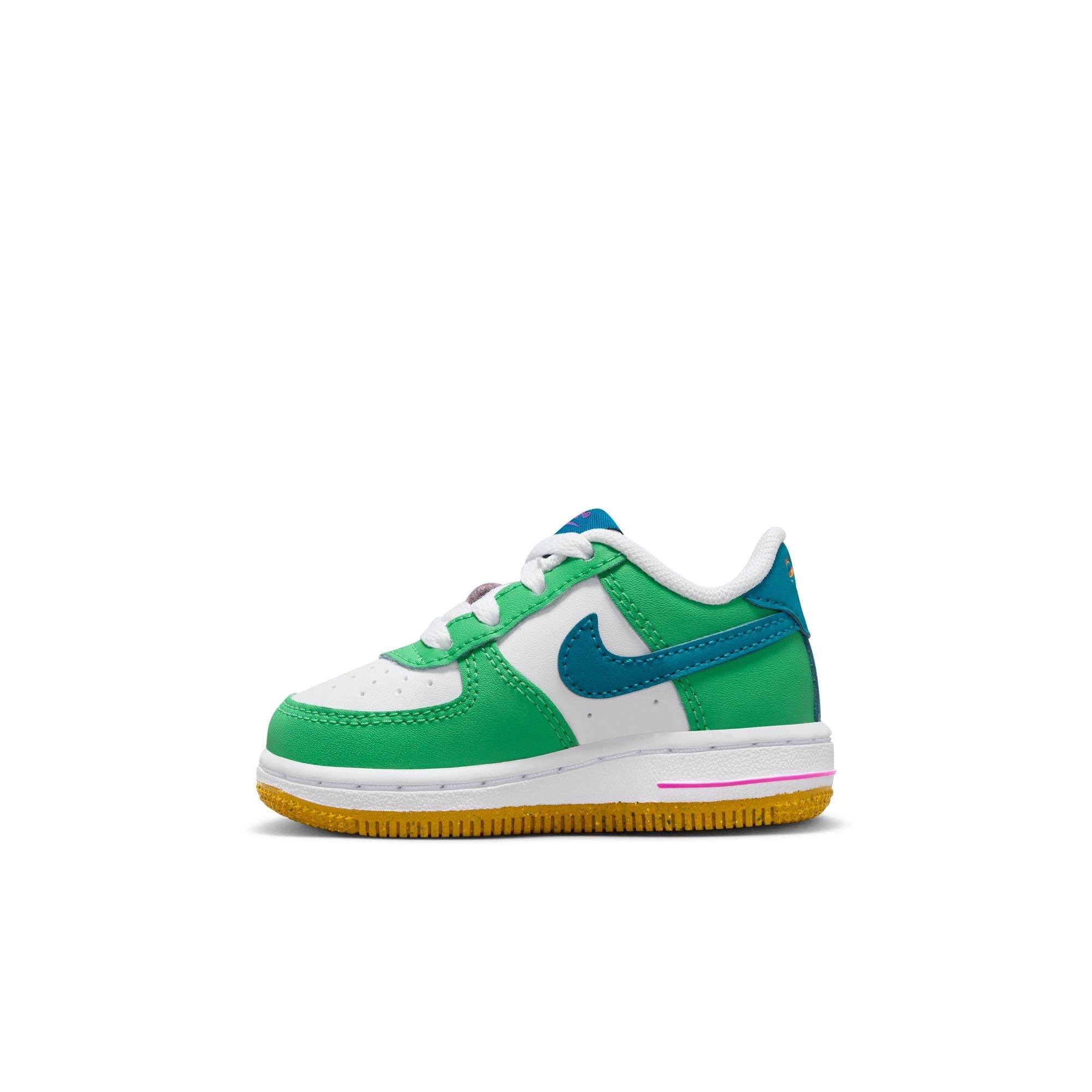 Nike Air Force 1 Lv8 1 Big Kid's Shoes In White/ Green/ Aqua
