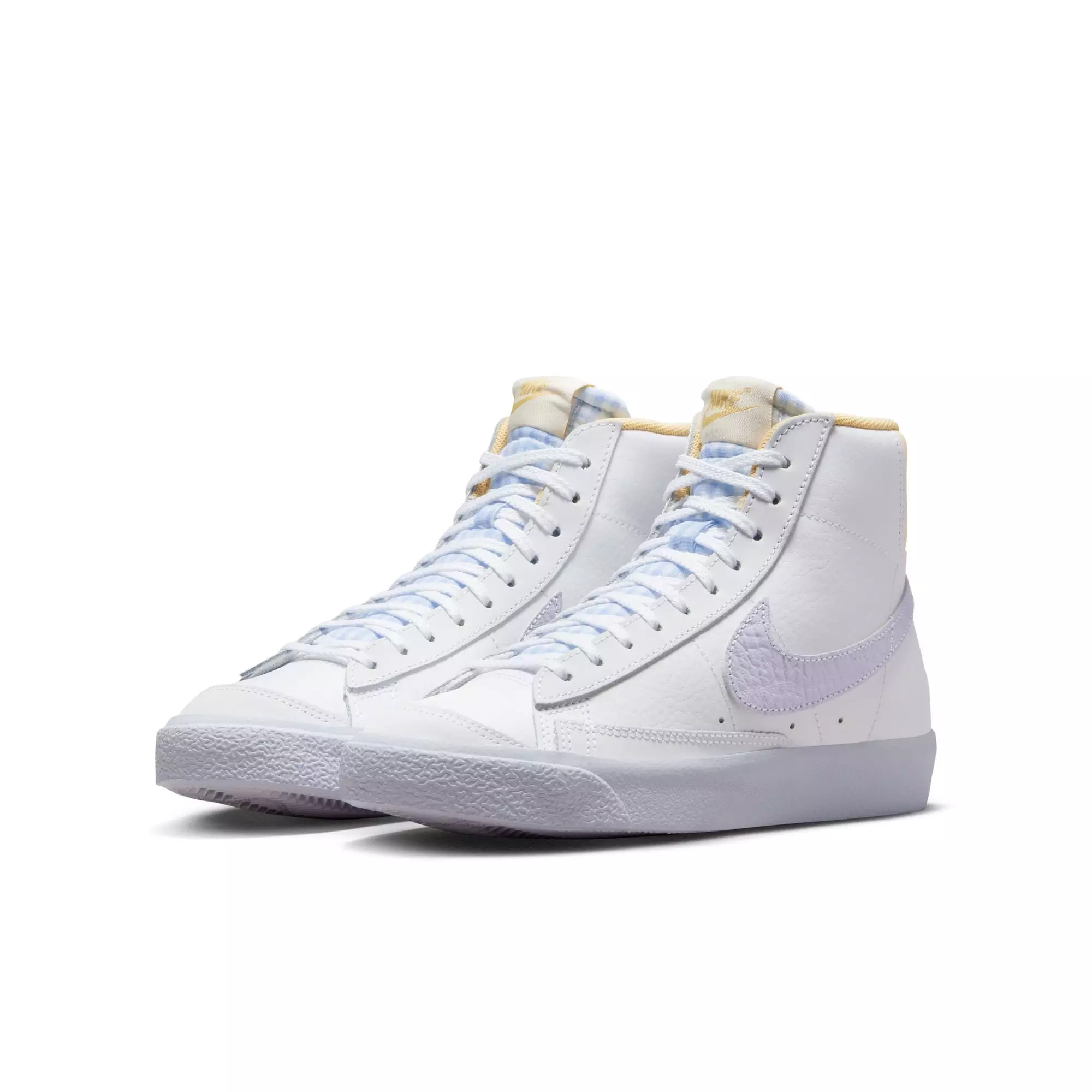 Nike Blazer Mid "White/Oxygen Purple/Coconut Milk" Grade School Girls' Shoe - PURPLE/YELLOW