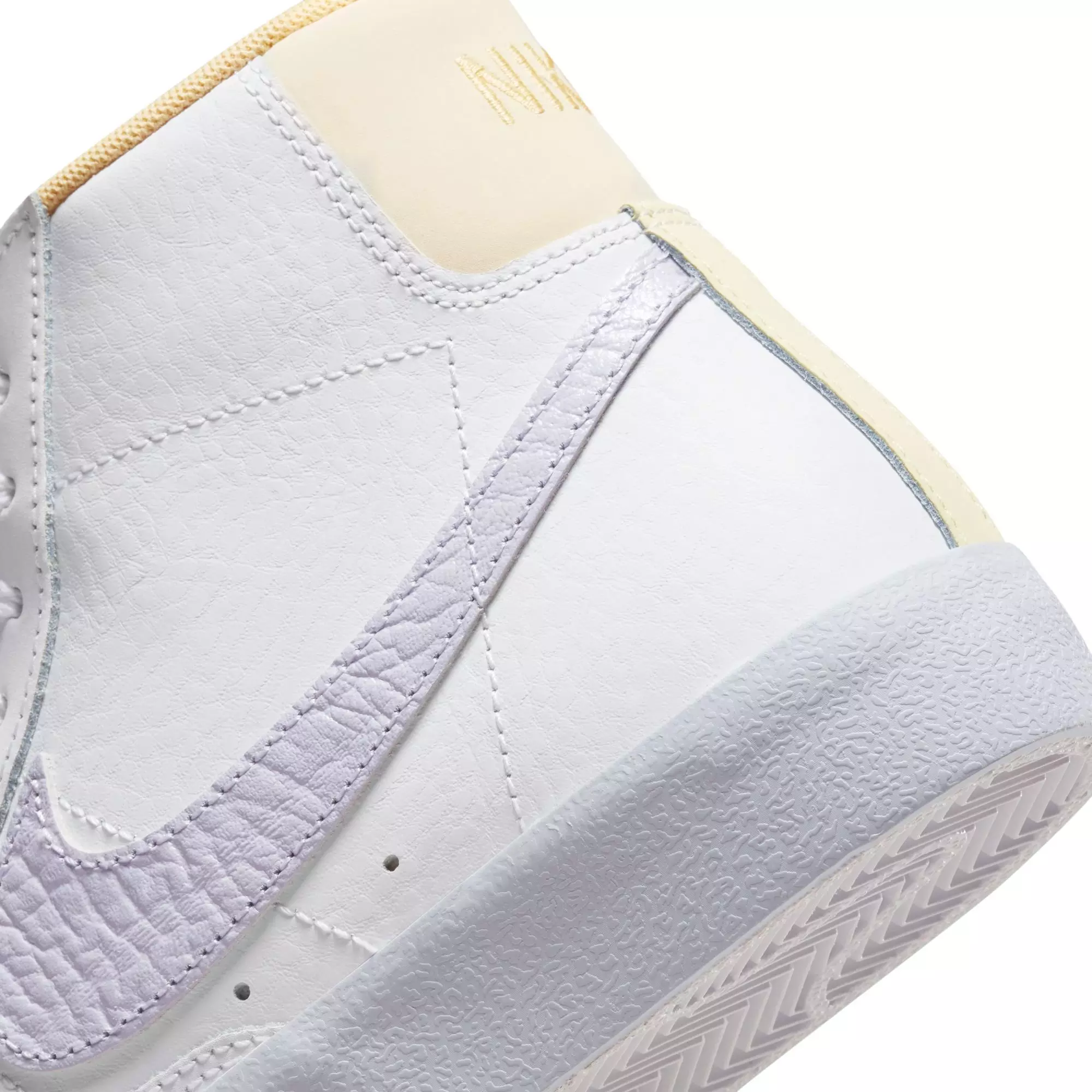 Nike Blazer Mid "White/Oxygen Purple/Coconut Milk" Grade School Girls' Shoe - PURPLE/YELLOW