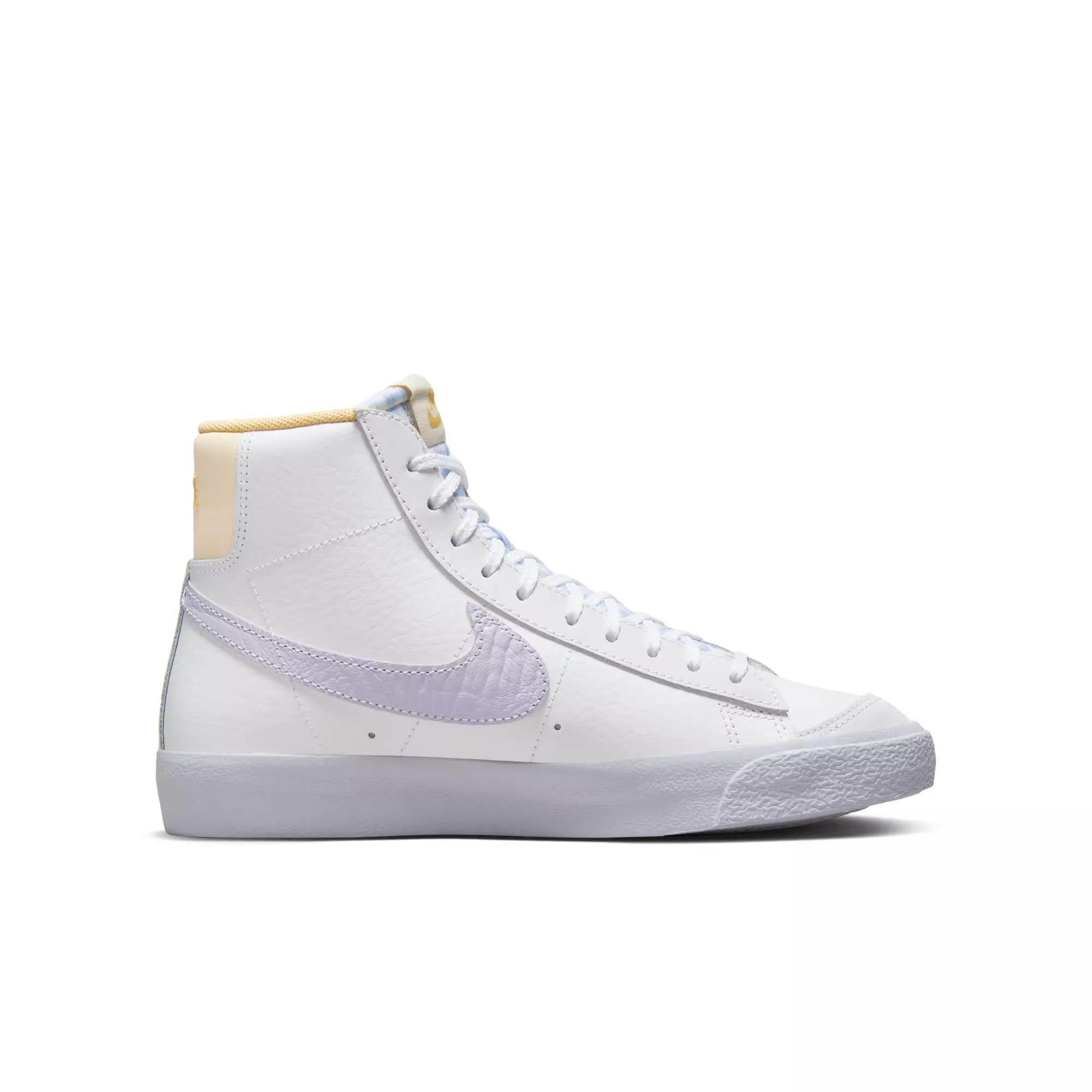 Nike Blazer Mid "White/Oxygen Purple/Coconut Milk" Grade School Girls' Shoe - PURPLE/YELLOW