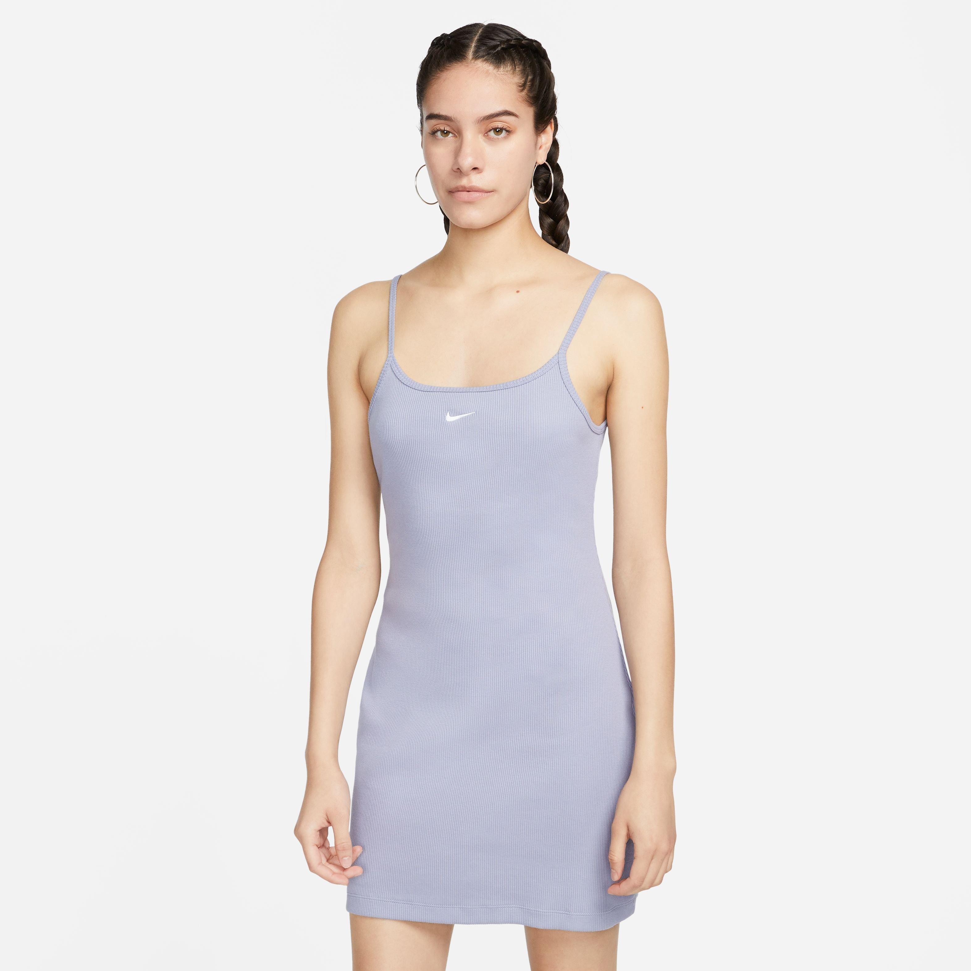 Nike Women's Sportswear Essential Ribbed Bodycon Dress-Purple - PURPLE Thumbnail View 4