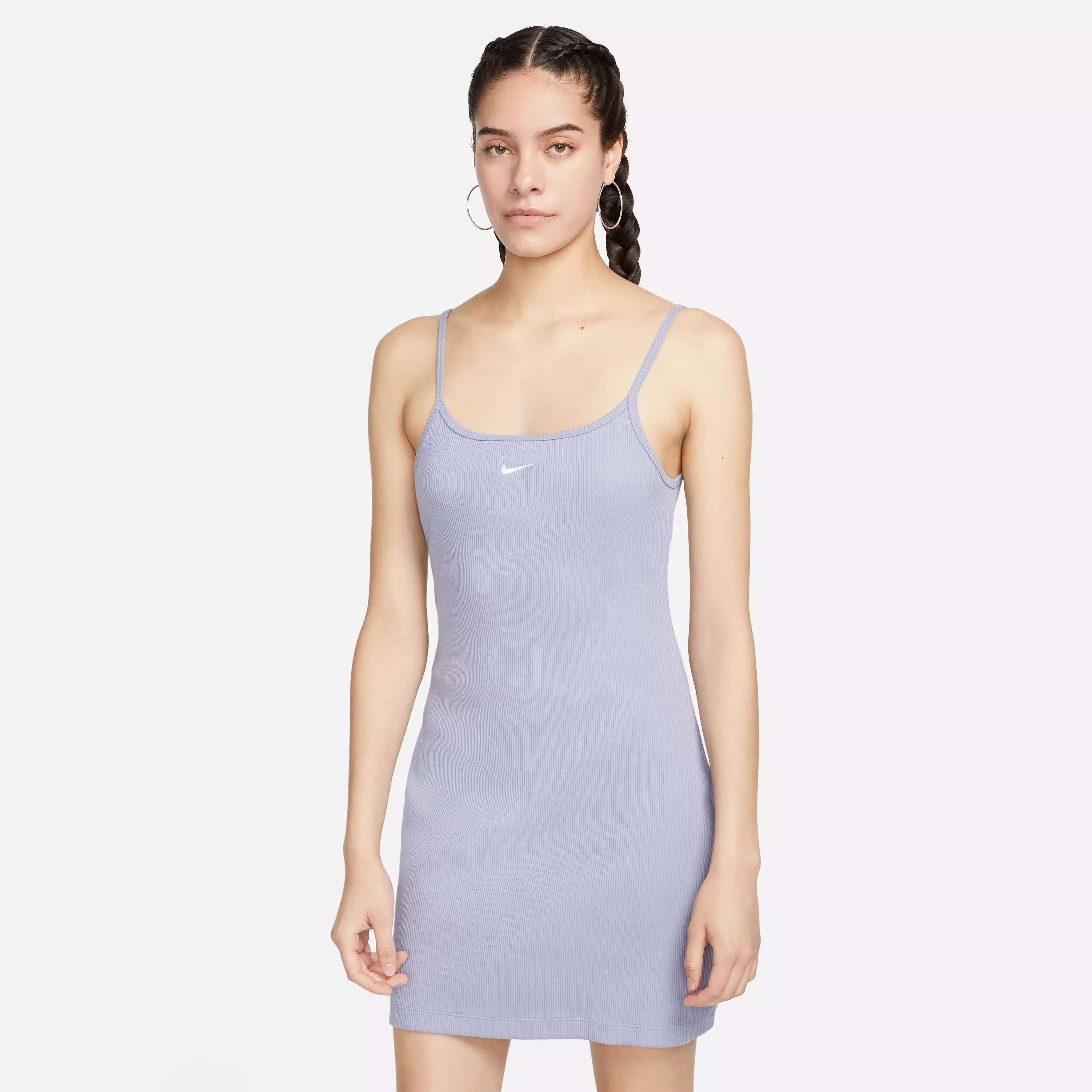 Nike Women's Sportswear Essential Ribbed Bodycon Dress-Purple - PURPLE