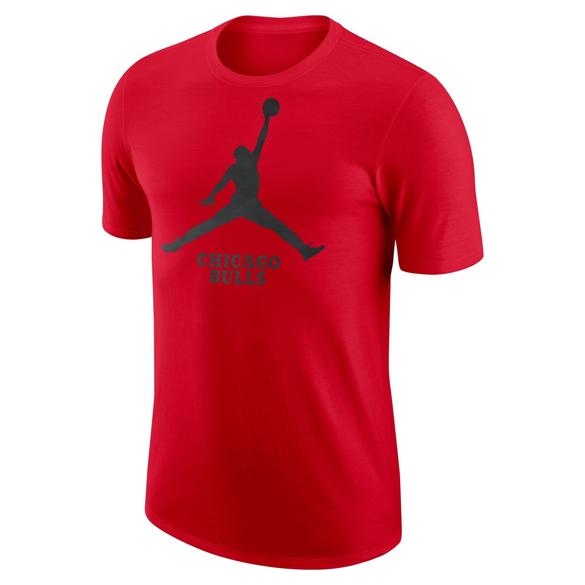 Jordan Men's Chicago Bulls Jumpman Logo Short Sleeve Top - RED Thumbnail View 1