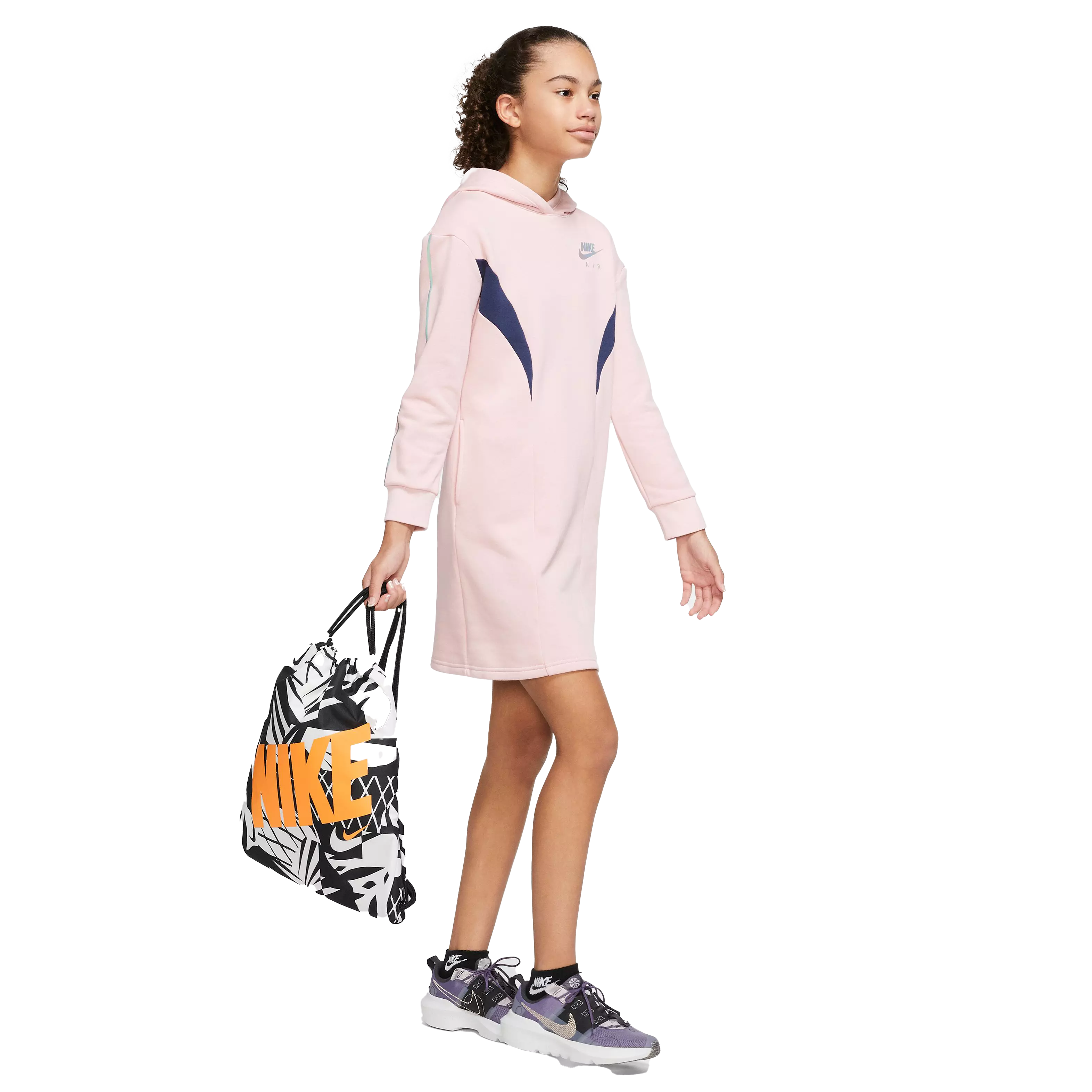 Nike Big Kids' Drawstring Bag-Black/White - BLACK/WHITE