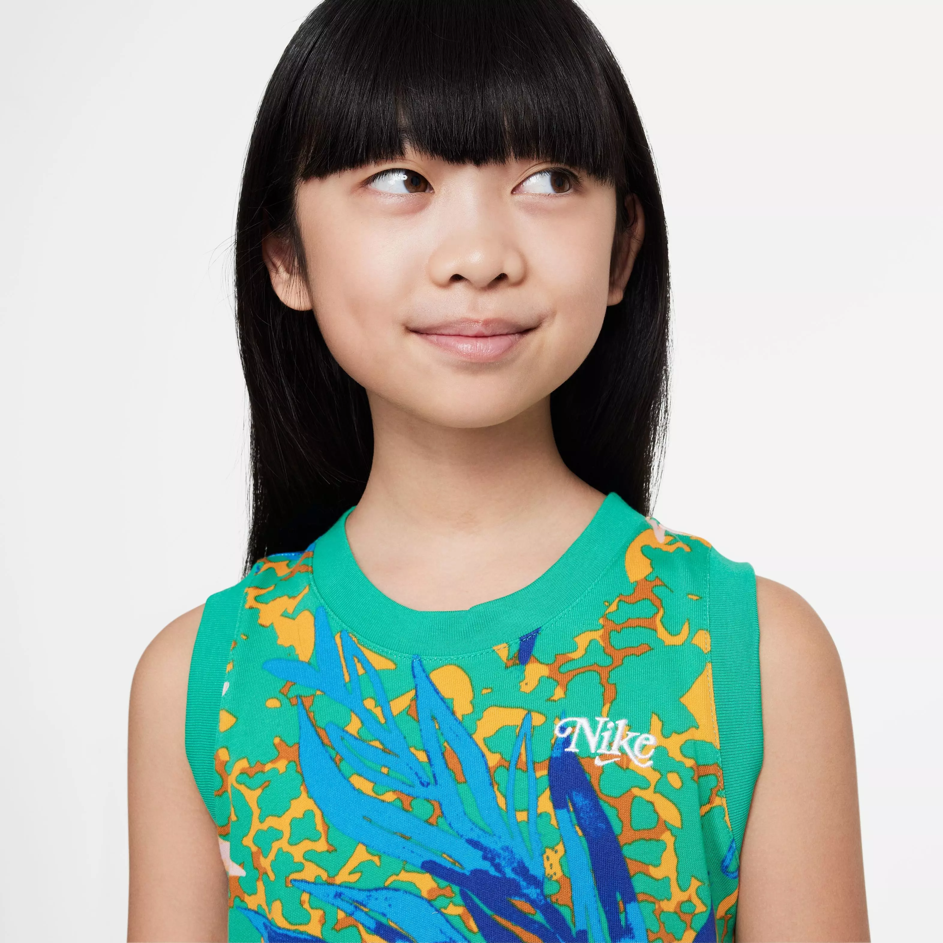 Nike Sportswear Big Girls' Sleeveless Dress-Blue/Green - GREEN/BLUE