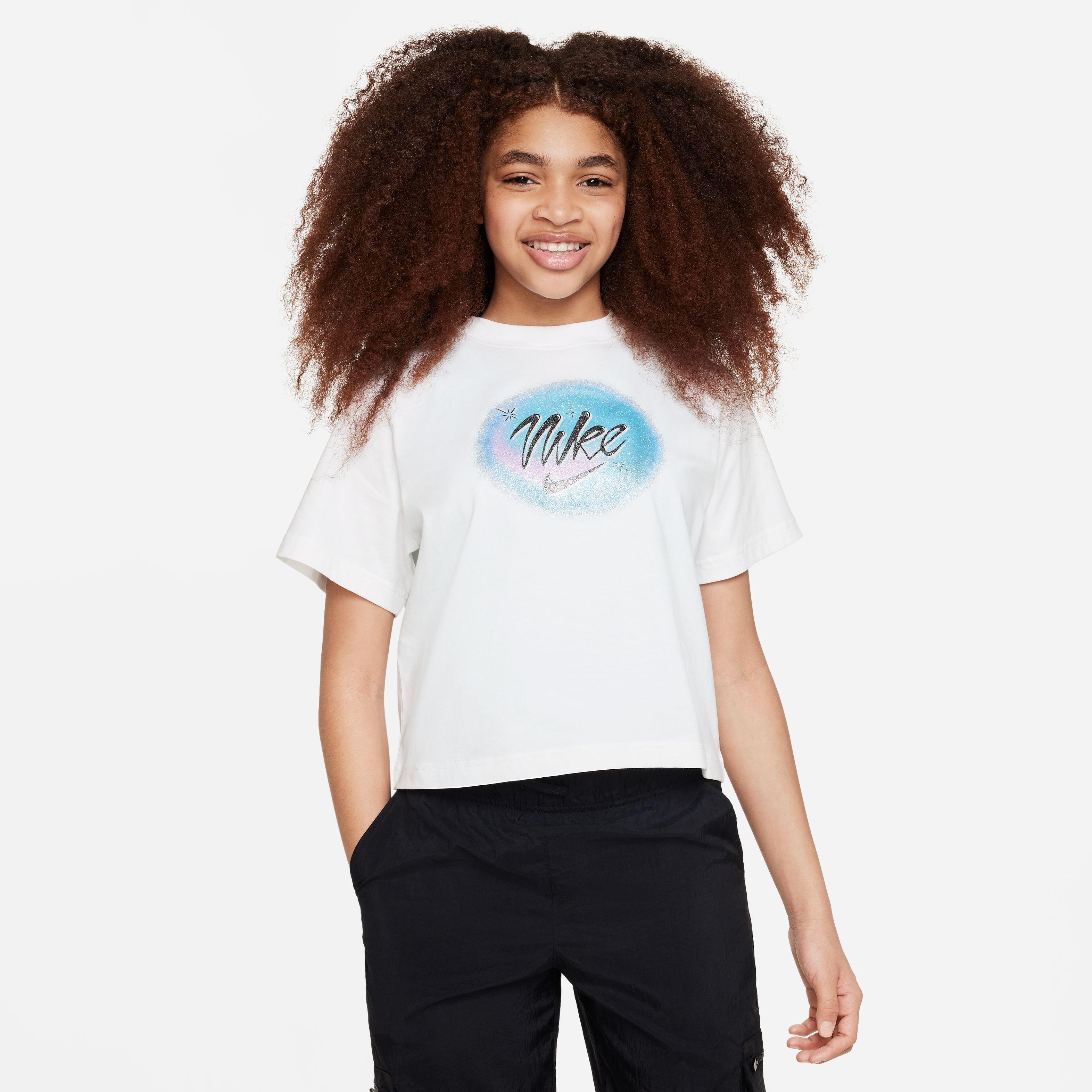 Nike Big Girls' Sportswear Box Tee-White - WHITE Thumbnail View 2