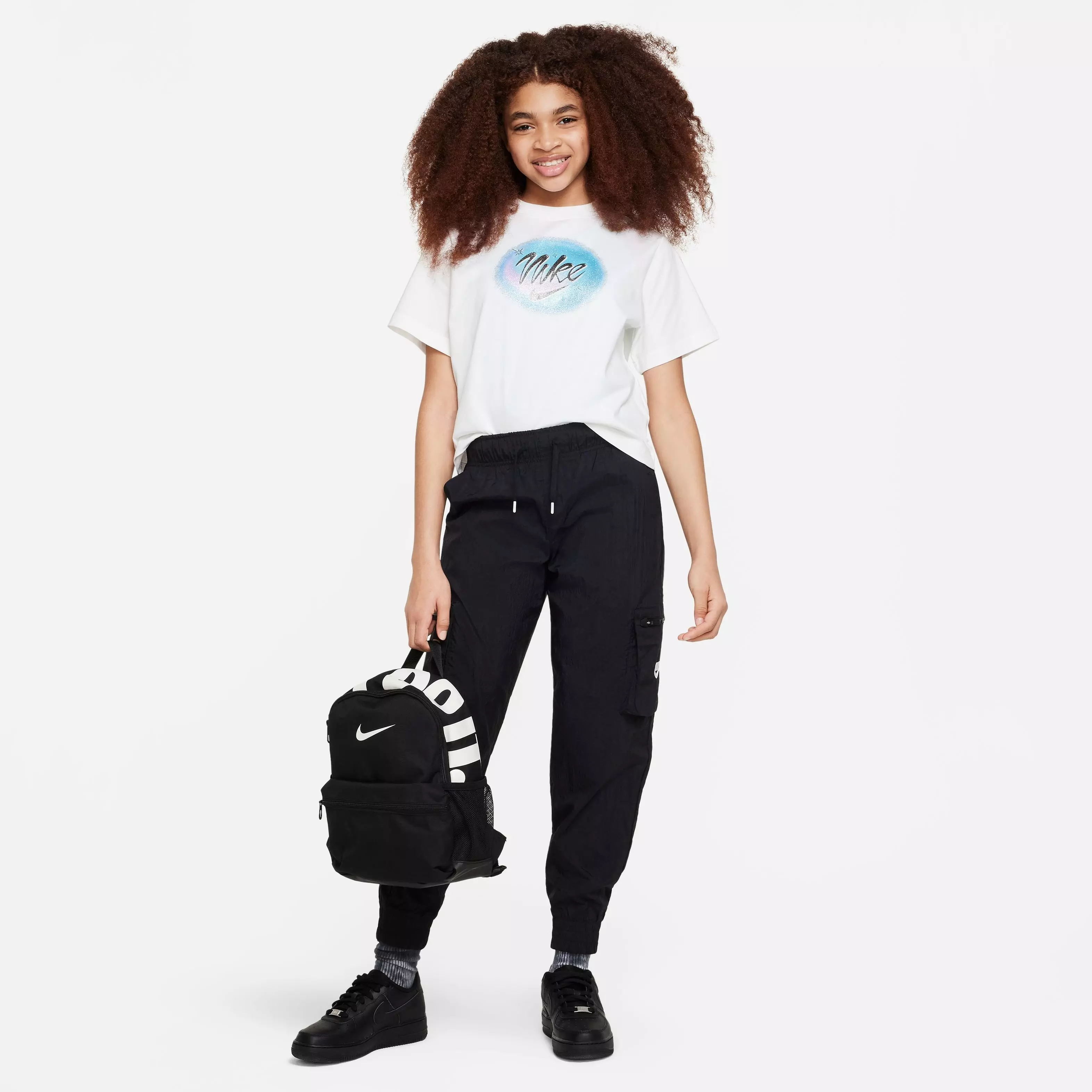 Nike Big Girls' Sportswear Box Tee-White - WHITE