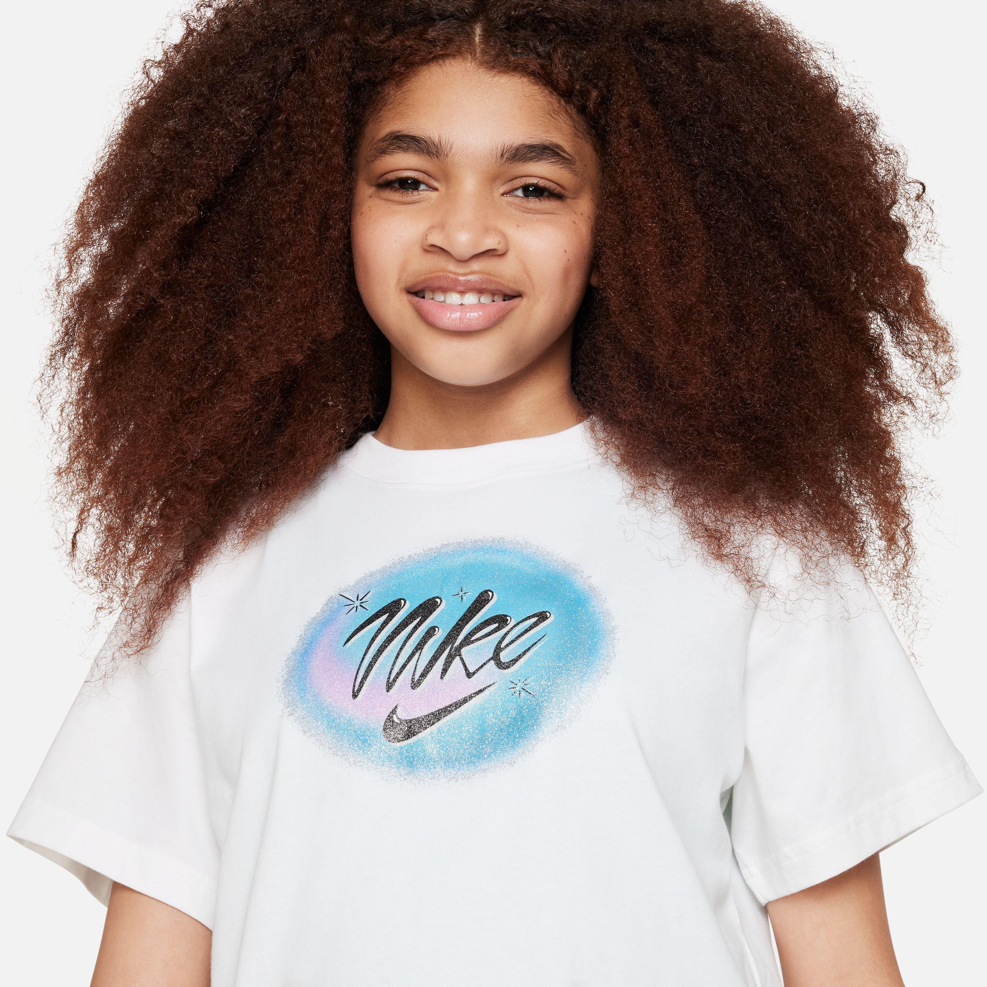 Nike Big Girls' Sportswear Box Tee-White - WHITE Thumbnail View 1