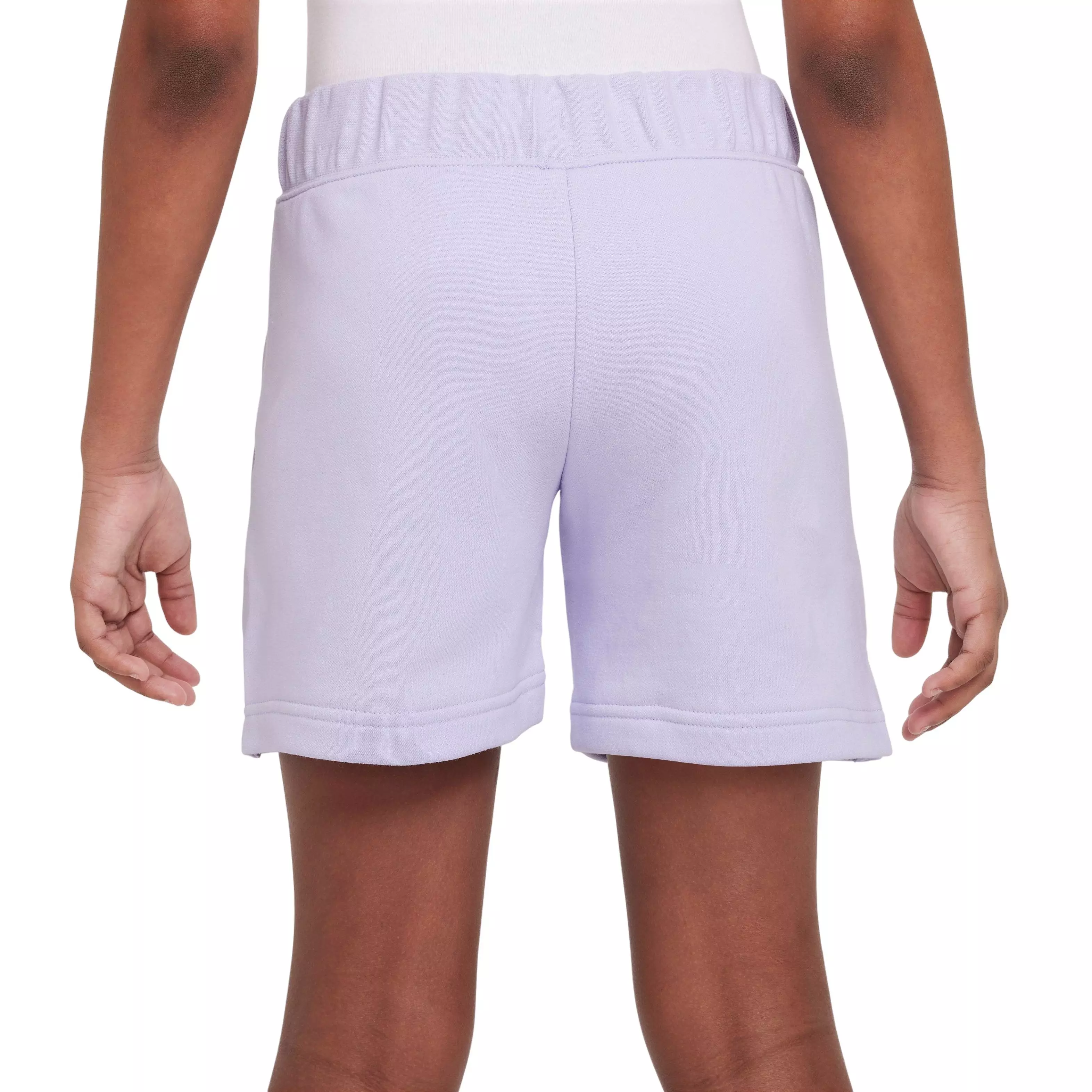 Nike Big Girls' Sportswear Club French Terry Shorts-Purple/White - PURPLE/WHITE