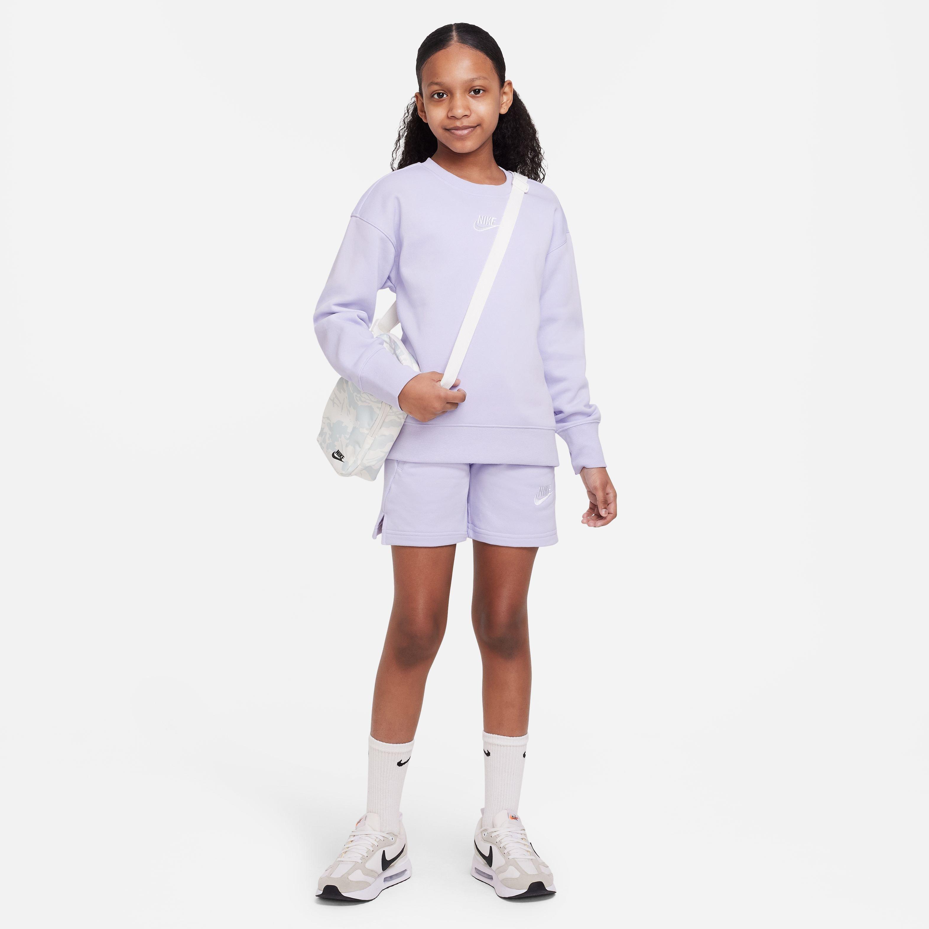 Nike Sportswear Club French Terry Big Girls' Purple/White Shorts