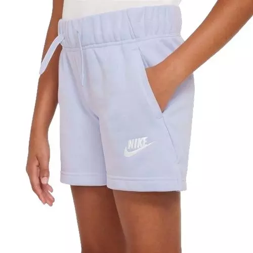 Nike Big Girls' Sportswear Club French Terry Shorts-Purple/White - PURPLE/WHITE