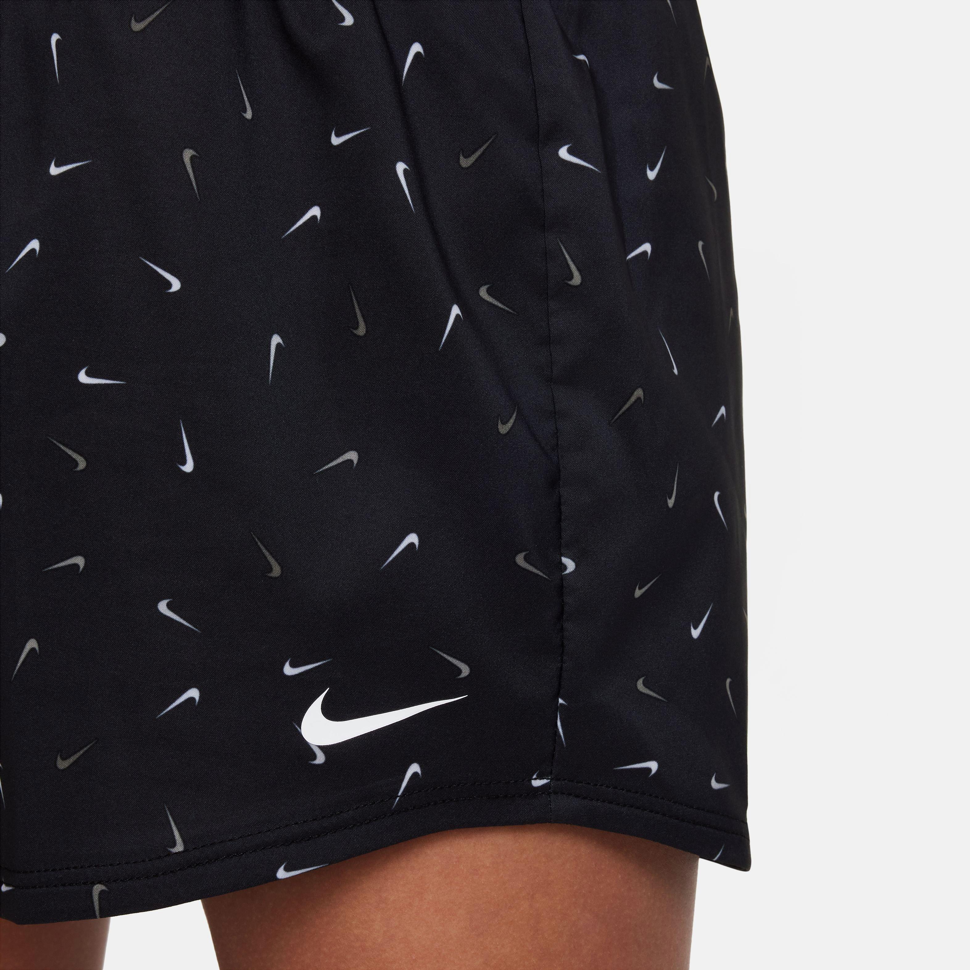 Nike Big Girls' Dri-FIT One High-Waisted Swoosh All Over Print Shorts - BLACK Thumbnail View 7