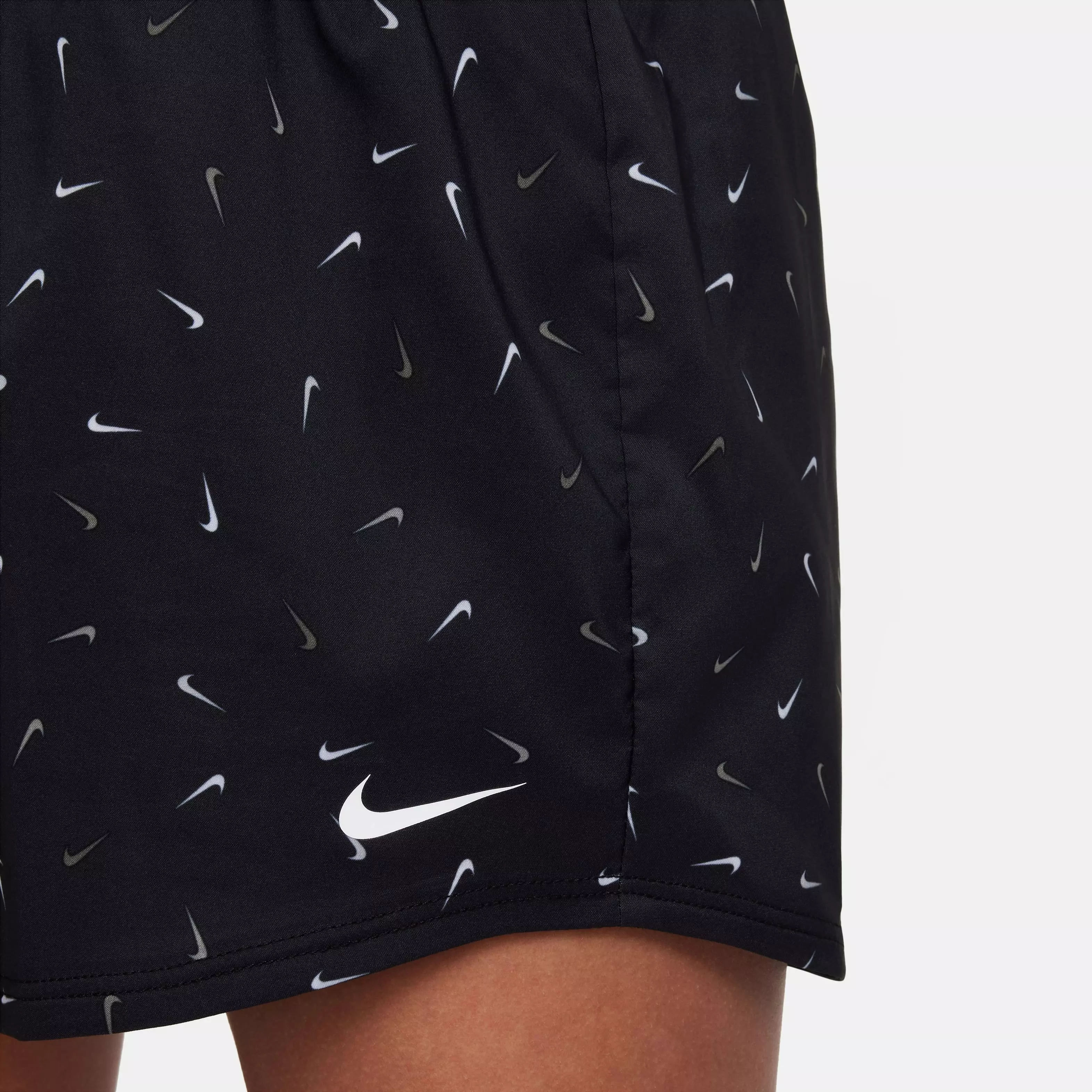 Nike Big Girls' Dri-FIT One High-Waisted Swoosh All Over Print Shorts - BLACK