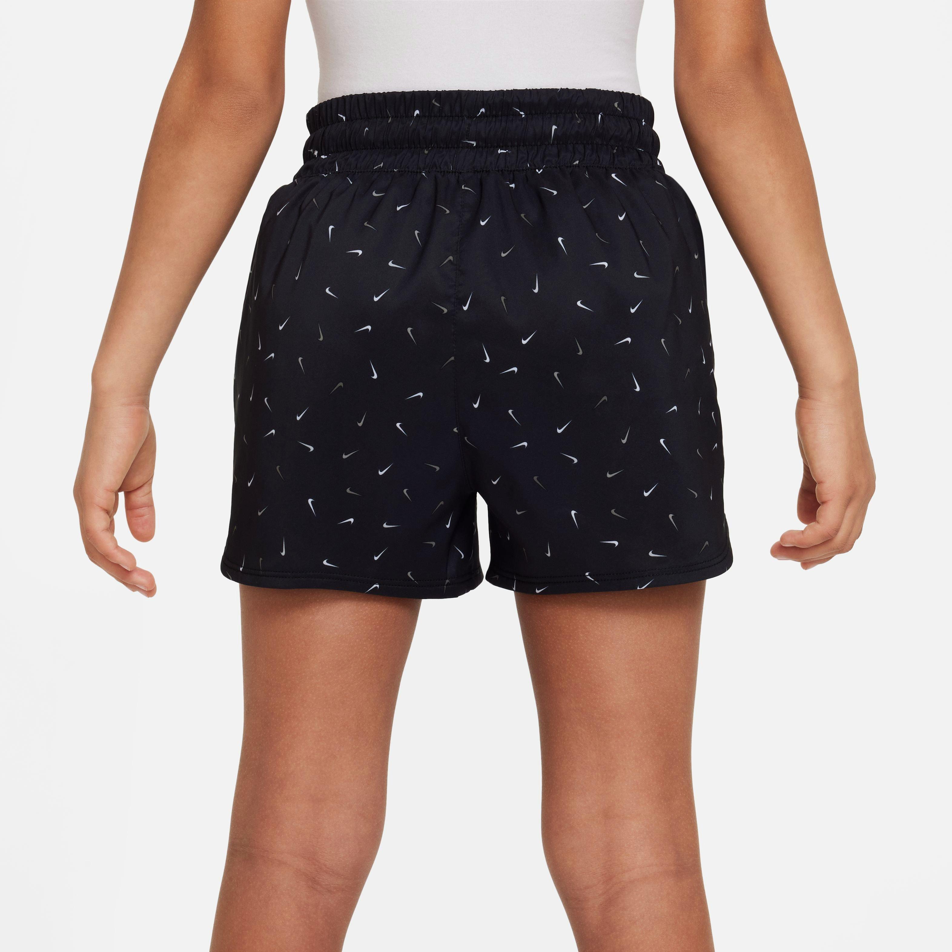 Nike Big Girls' Dri-FIT One High-Waisted Swoosh All Over Print Shorts - BLACK Thumbnail View 2