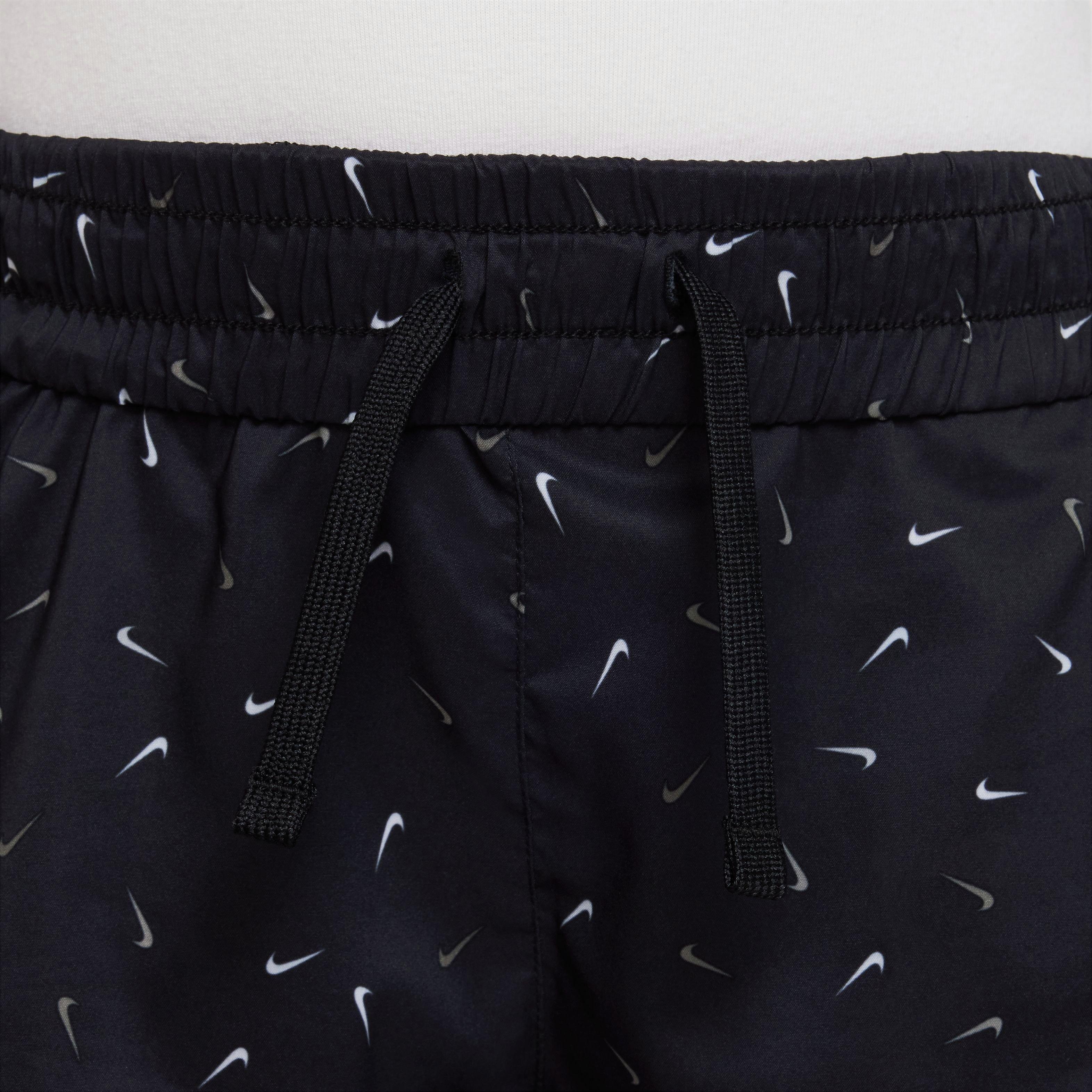 Nike Big Girls' Dri-FIT One High-Waisted Swoosh All Over Print Shorts - BLACK Thumbnail View 5