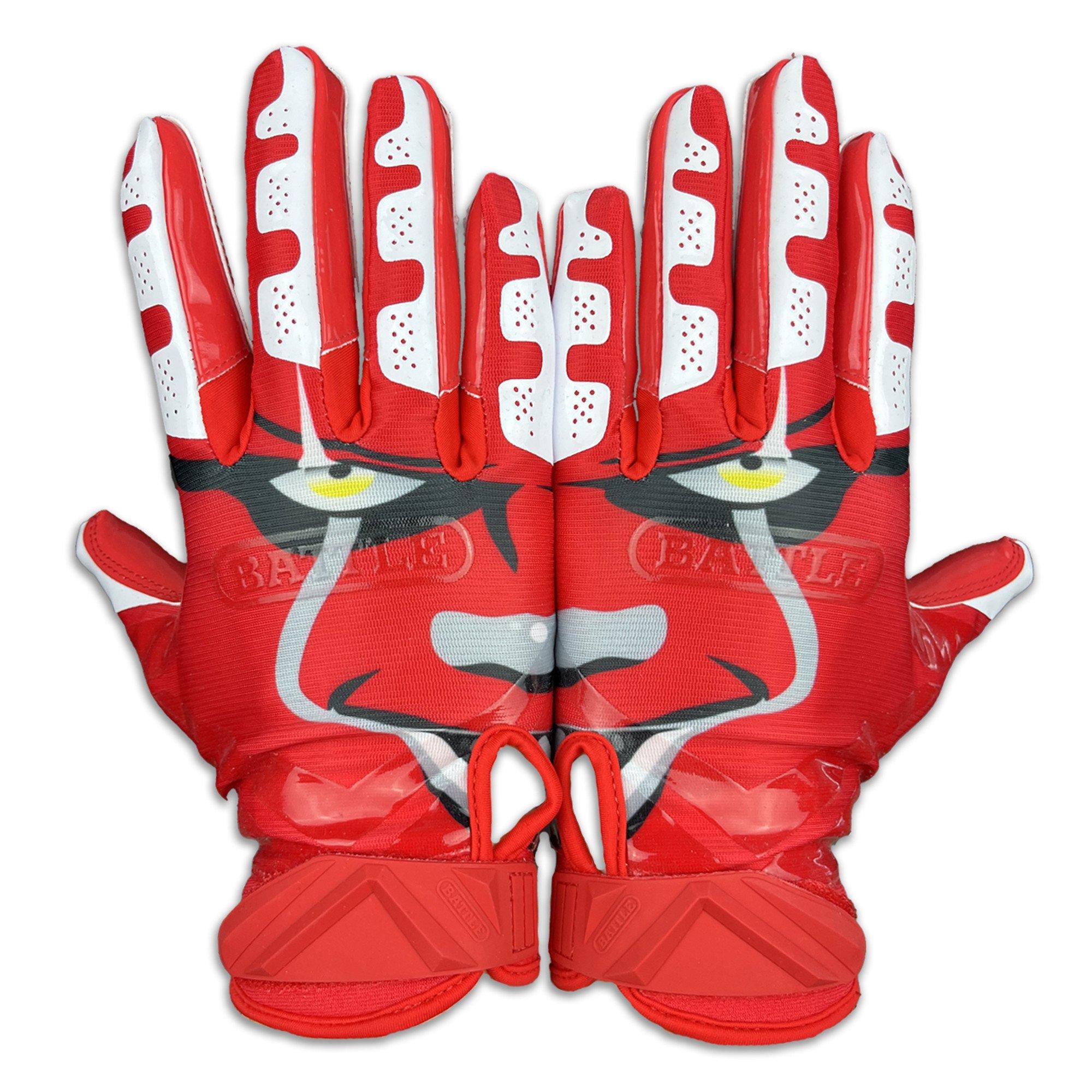 Battle Sports Clown23 Cloaked Football Receiver Gloves - RED/WHITE Thumbnail View 1