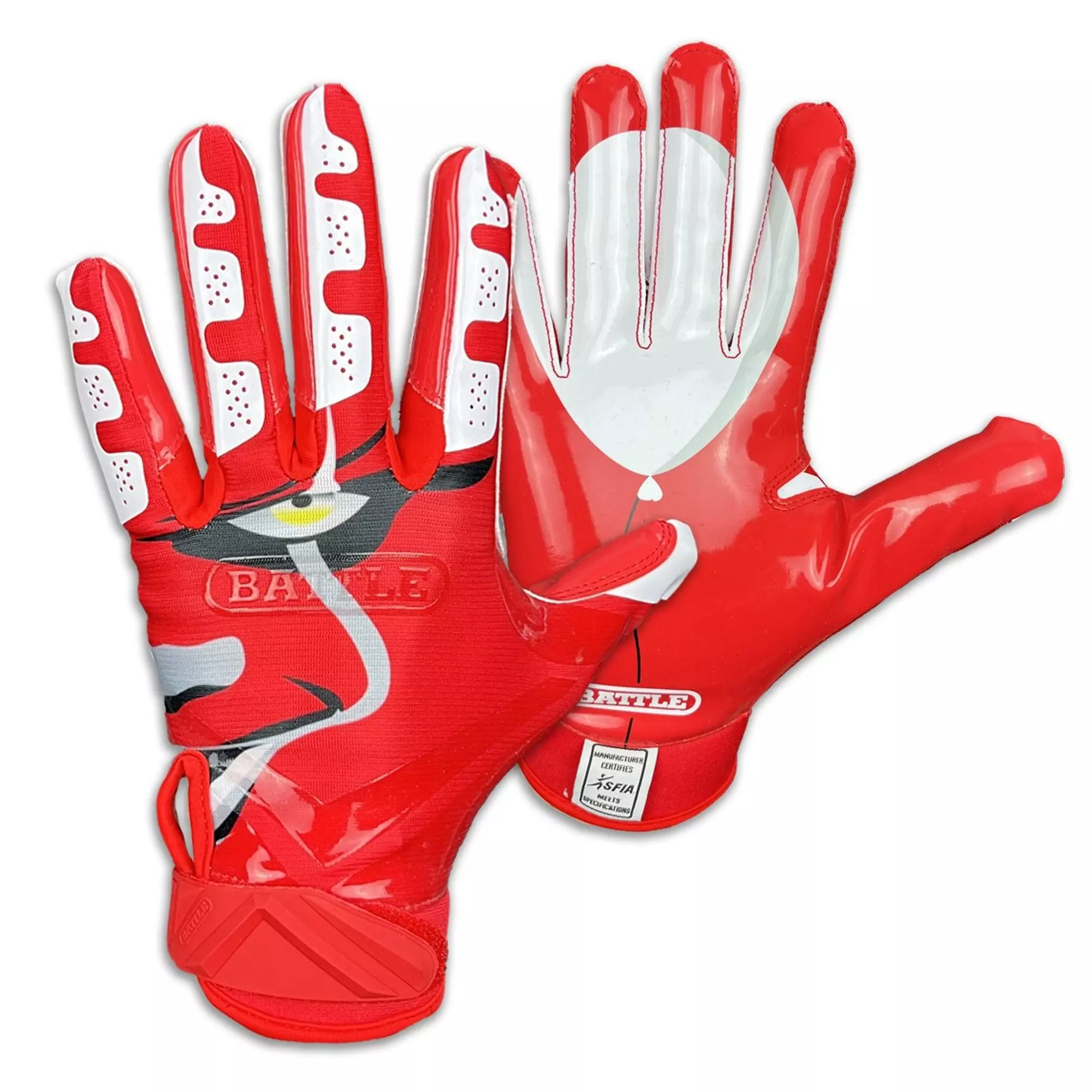 Battle Sports Clown23 Cloaked Football Receiver Gloves - RED/WHITE
