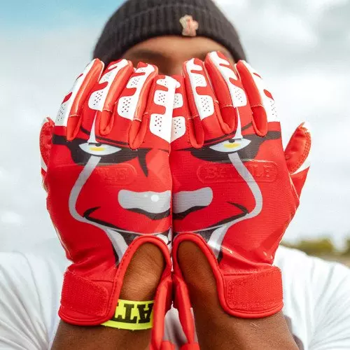 Battle Sports Clown23 Cloaked Football Receiver Gloves - RED/WHITE