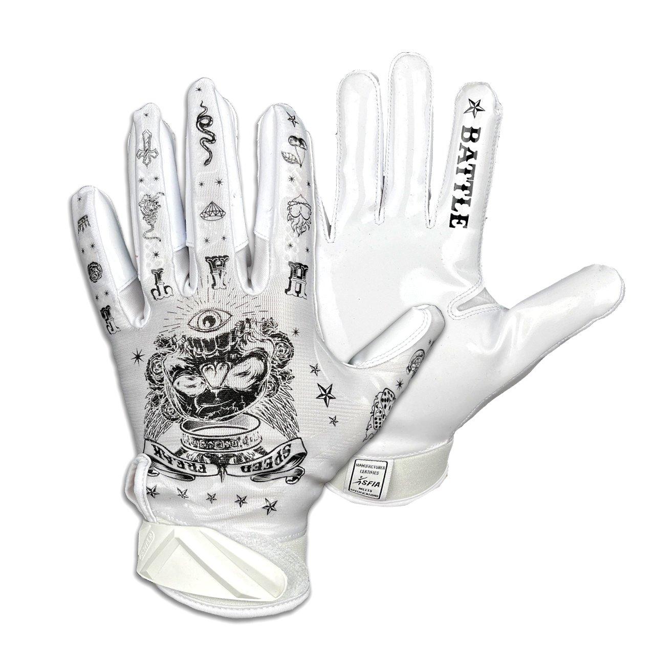Battle Sports Speed Freak Football Receiver Gloves - WHITE/BLACK Thumbnail View 1