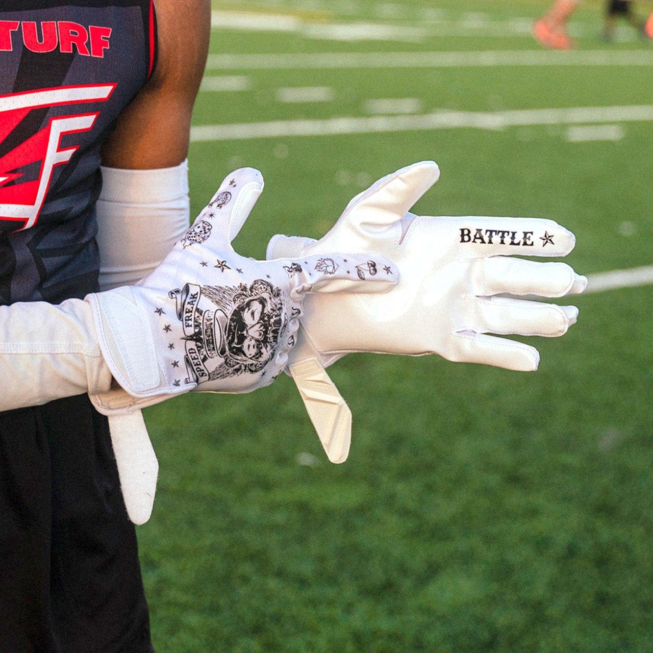 Battle Sports Speed Freak Football Receiver Gloves - WHITE/BLACK Thumbnail View 3
