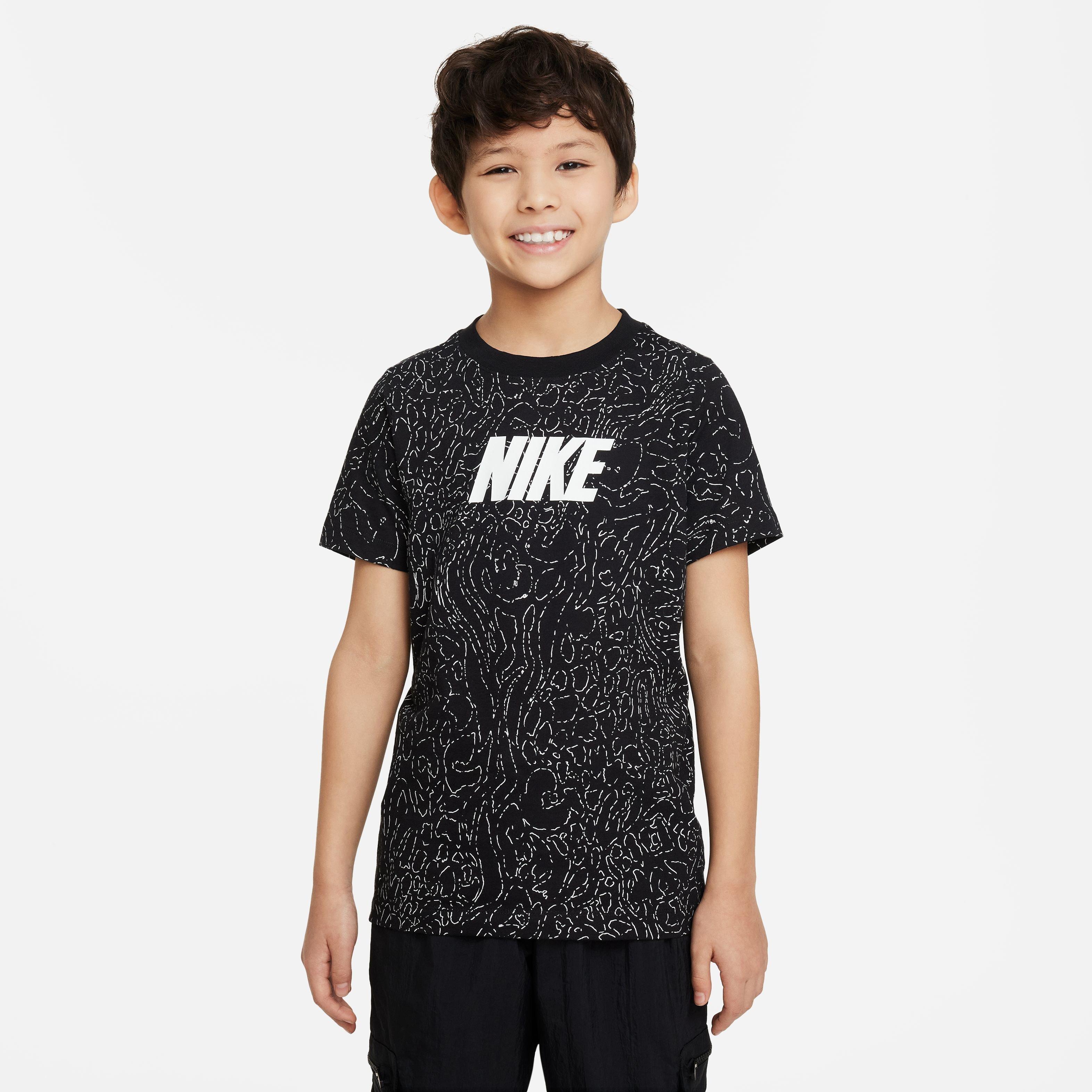 Nike Big Boys' Sportswear Club Season All Over Print Tee-Black - BLACK Thumbnail View 2