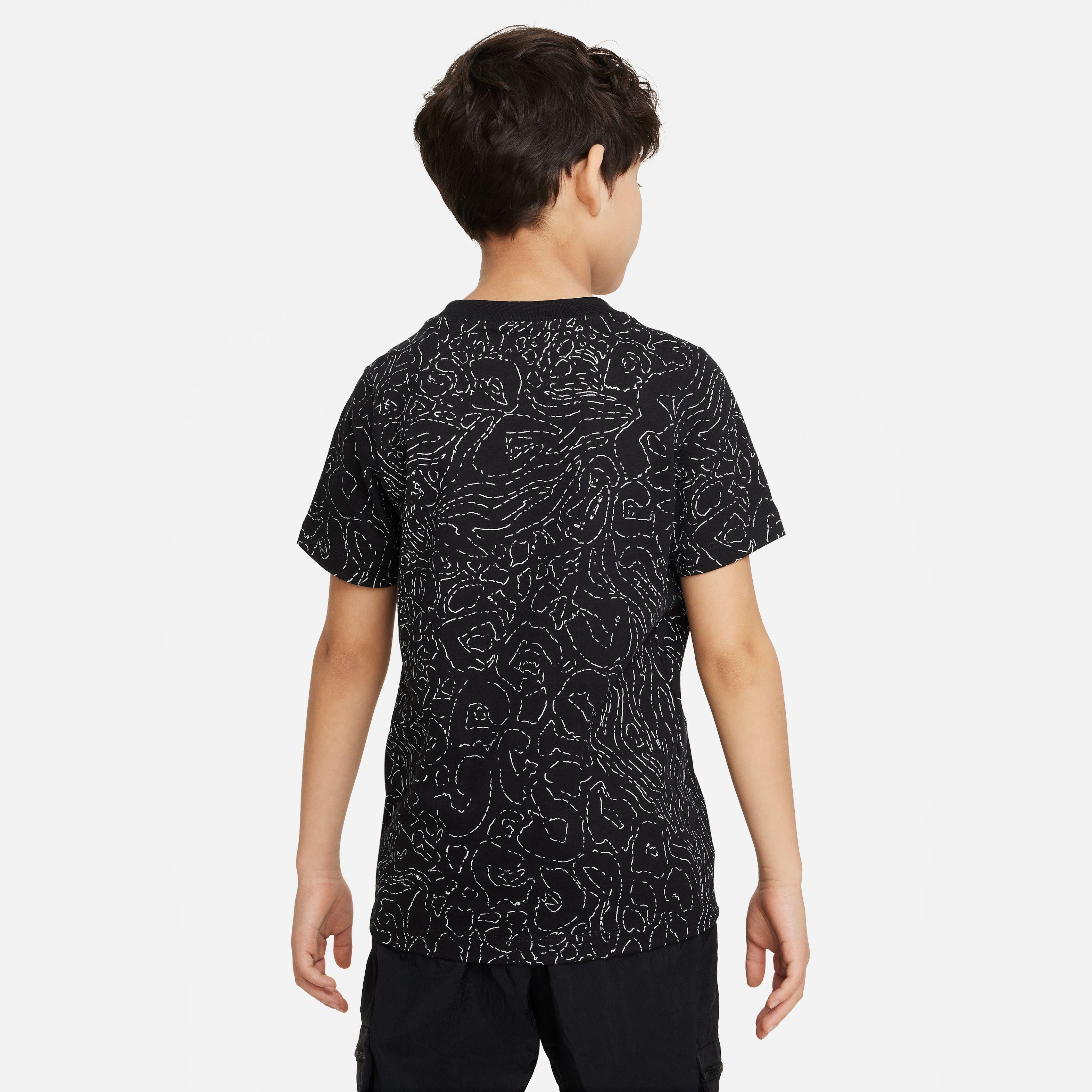 Nike Big Boys' Sportswear Club Season All Over Print Tee-Black - BLACK Thumbnail View 4