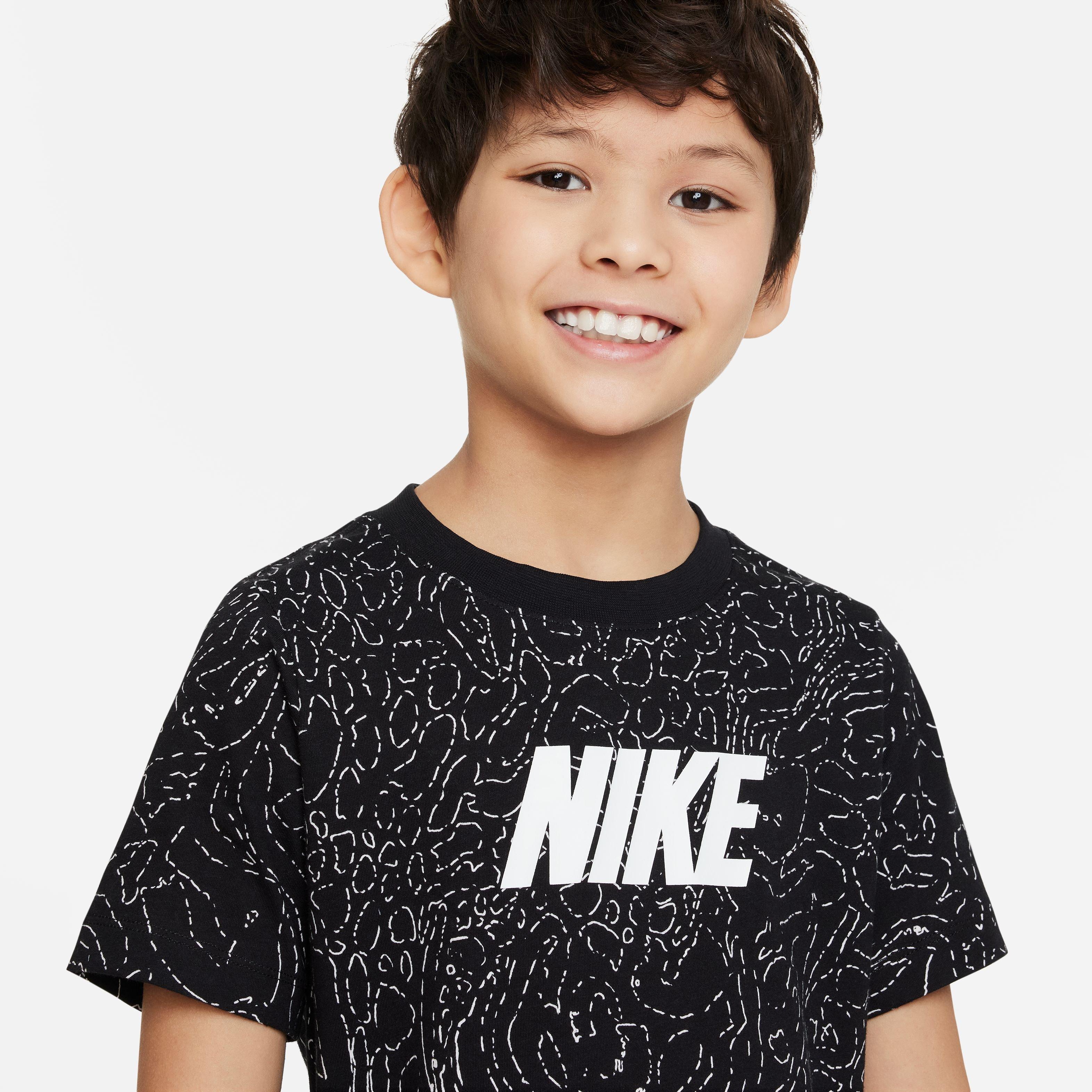 Nike Big Boys' Sportswear Club Season All Over Print Tee-Black - BLACK Thumbnail View 1
