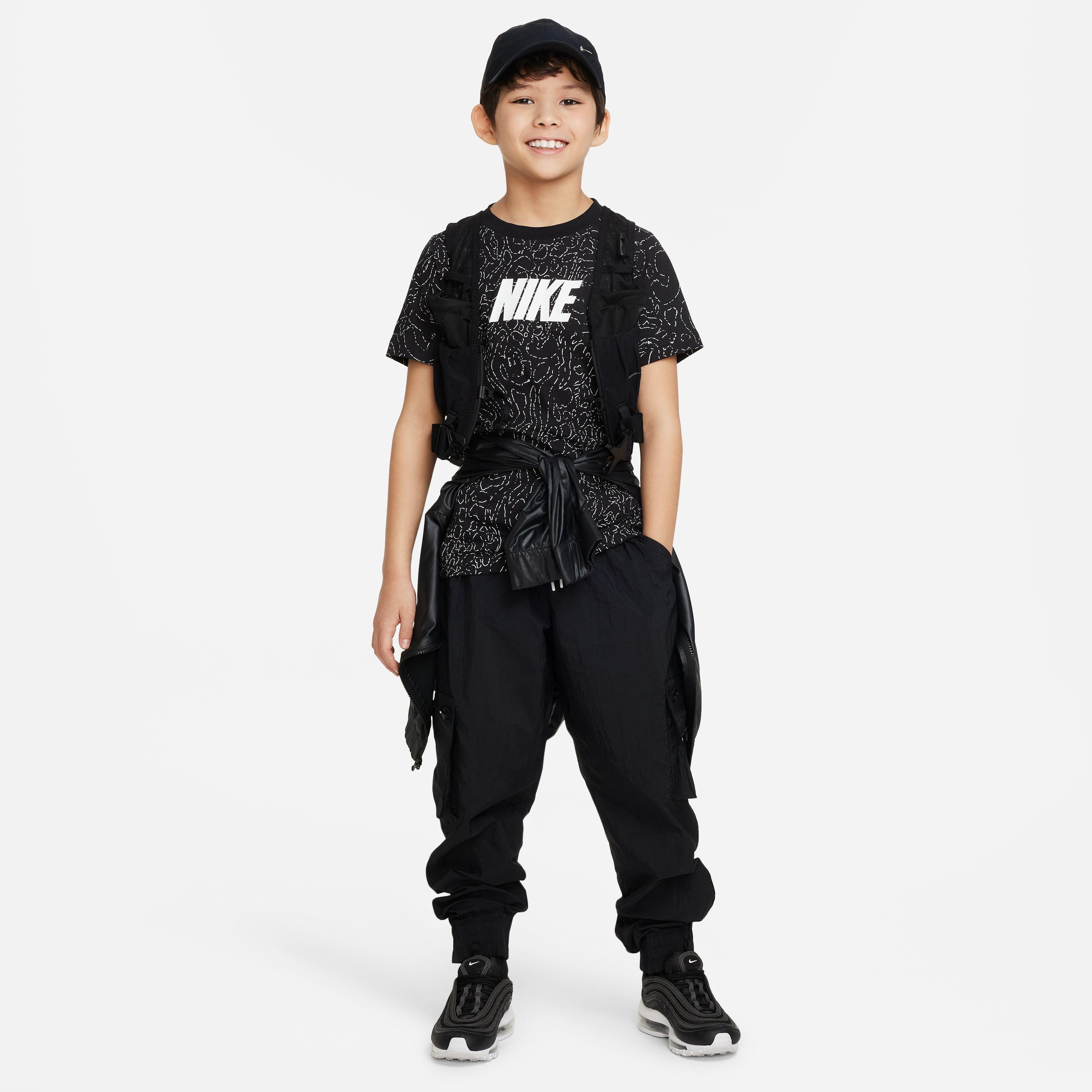 Nike Big Boys' Sportswear Club Season All Over Print Tee-Black - BLACK Thumbnail View 3