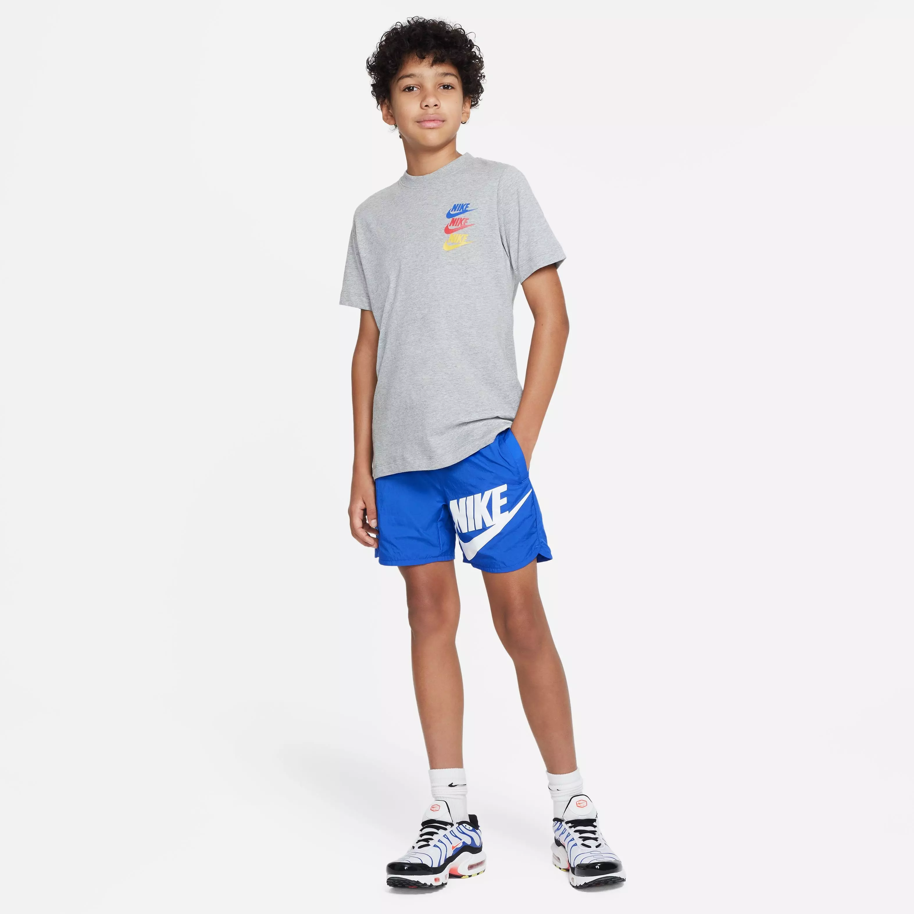 Nike Big Boys' Sportswear Woven Shorts-Royal/White - ROYAL/WHITE