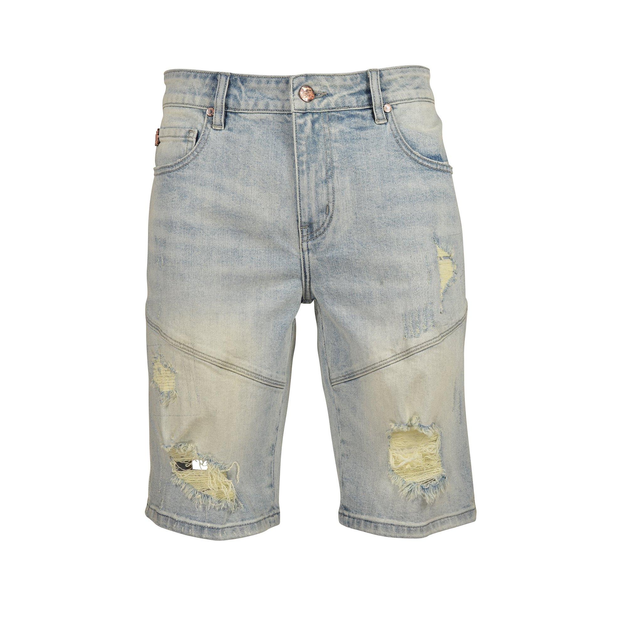 Grindhouse Men's Angled Seam Denim Shorts - BLUE