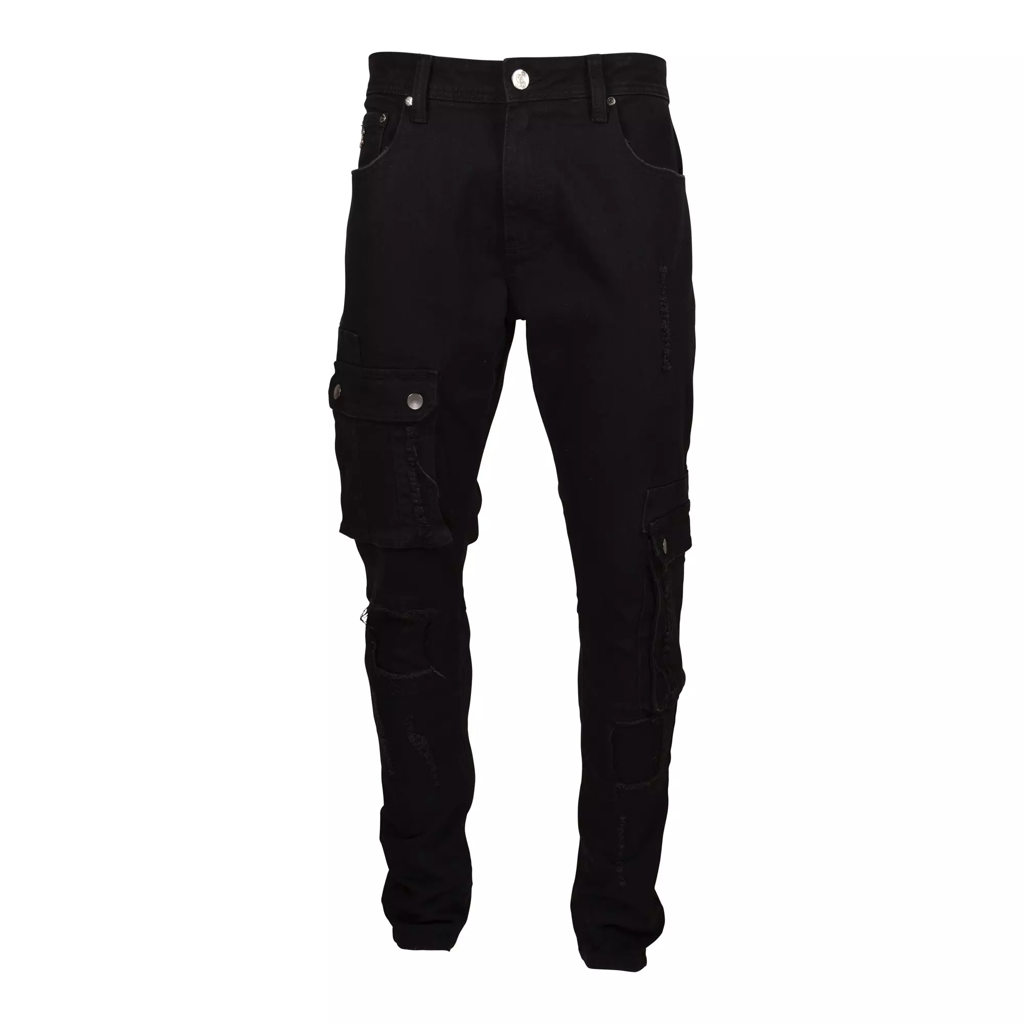 Grindhouse Men's Clean Cargo Slim Fit Black Wash Denim Jeans - BLACK