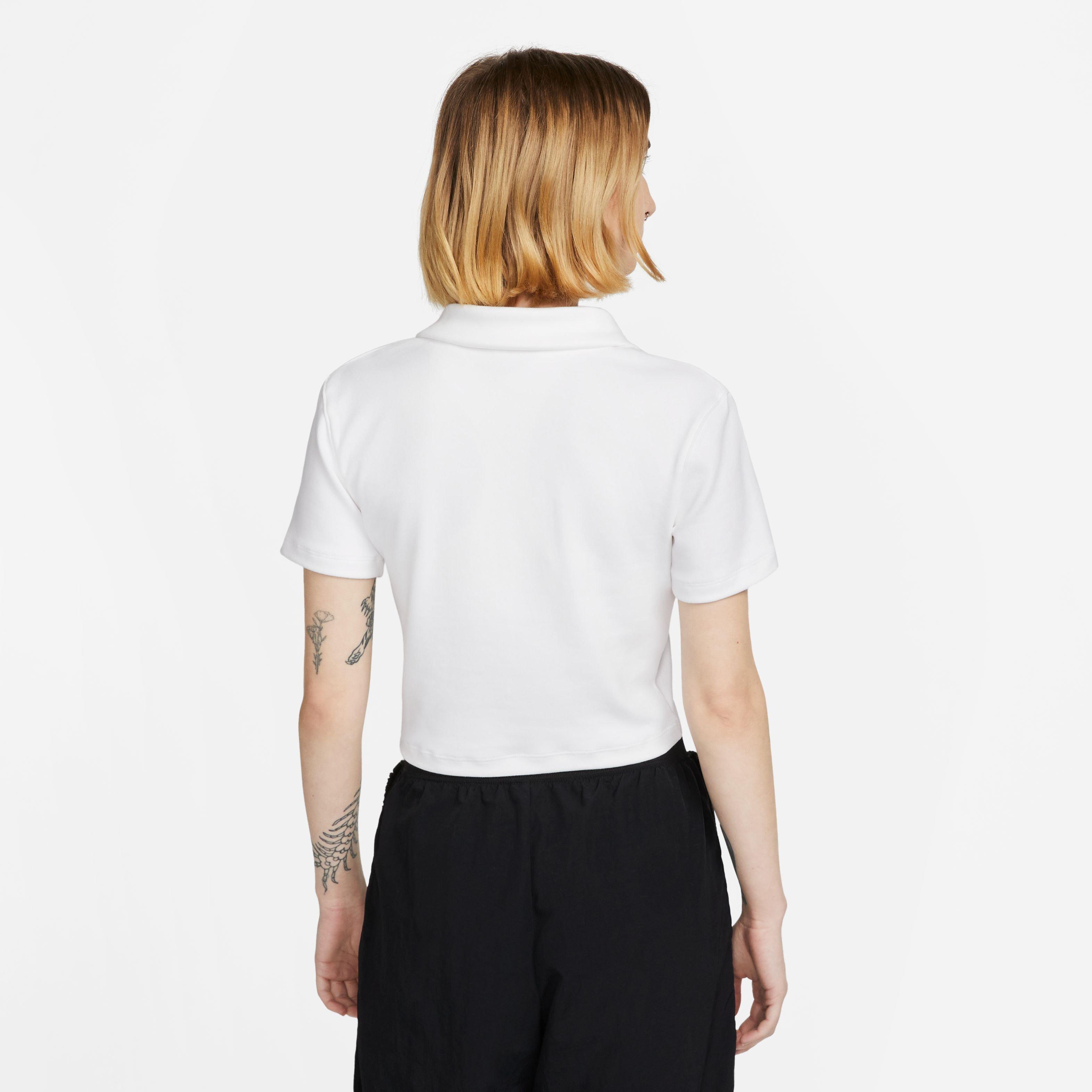 Nike Women's Sportswear Essential Short-Sleeve Polo Top-White - WHITE Thumbnail View 2