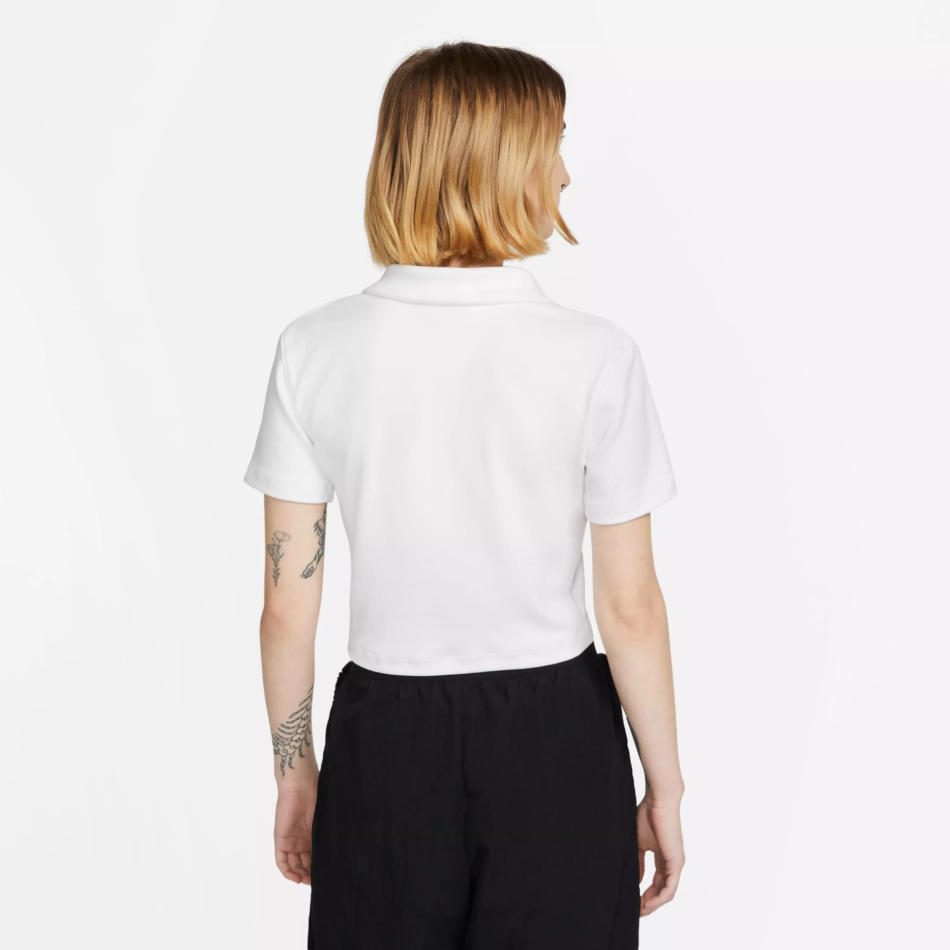 Nike Women's Sportswear Essential Short-Sleeve Polo Top-White - WHITE