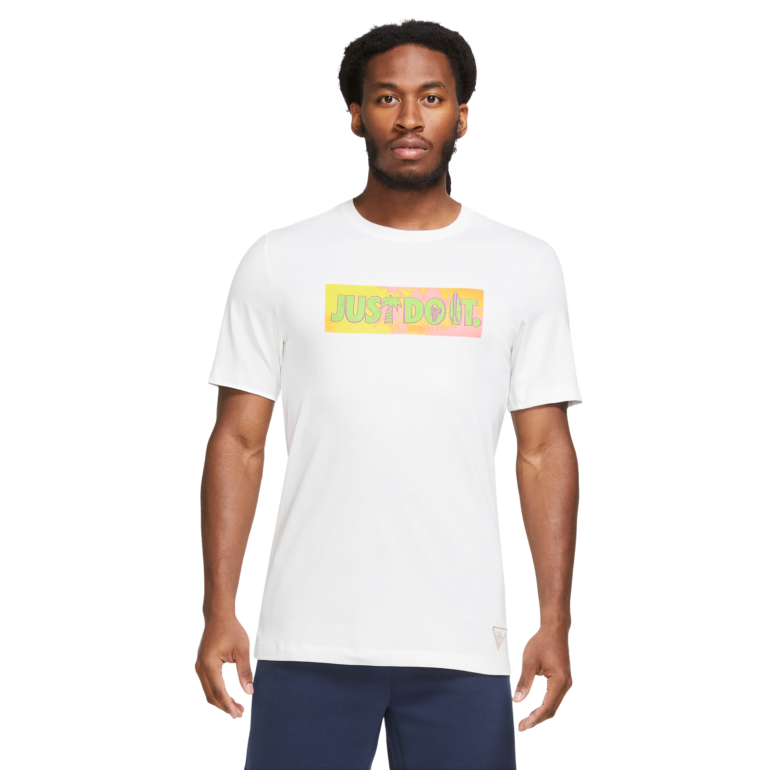 Nike Men's Sportswear Beach Party JDI Tee-White/Pink - WHITE/PINK Thumbnail View 1